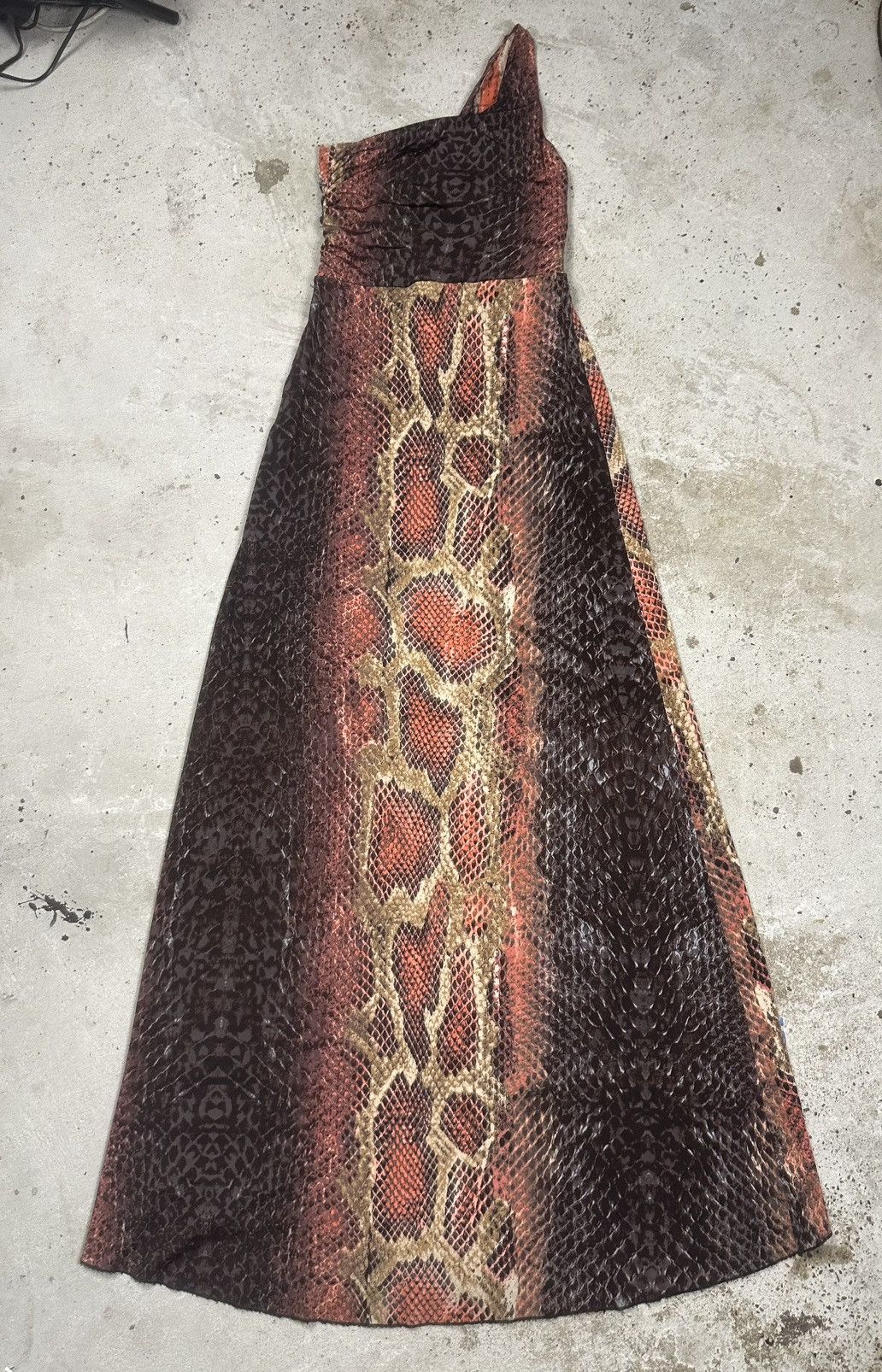 Roberto Cavalli 2000s Roberto Cavalli I Love You Red Snake Print Maxi Dress Size M / US 6-8 / IT 42-44 - 2 Thumbnail