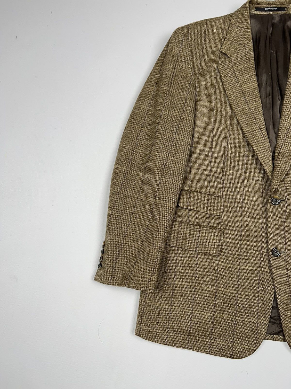 Vintage × Yves Saint Laurent Yves Saint Laurent Wool Blazer Brown Jacket Size 44R - 3 Thumbnail