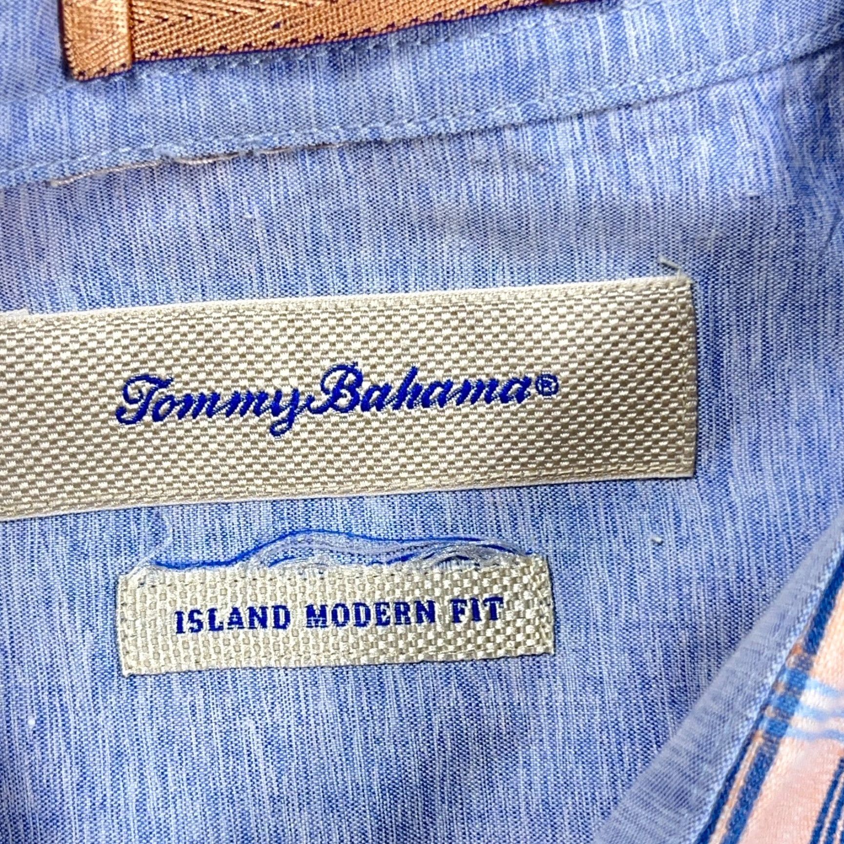 Tommy Bahama Tommy Bahama Shirt Men Large Orange Plaid Linen Button Up Island Modern Fit Size US L / EU 52-54 / 3 - 3 Thumbnail
