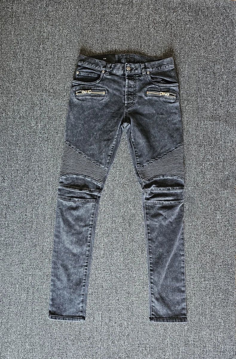 Balmain Balmain Men's Moto Style Denim Jeans-yf Size US 29 - 1 Thumbnail