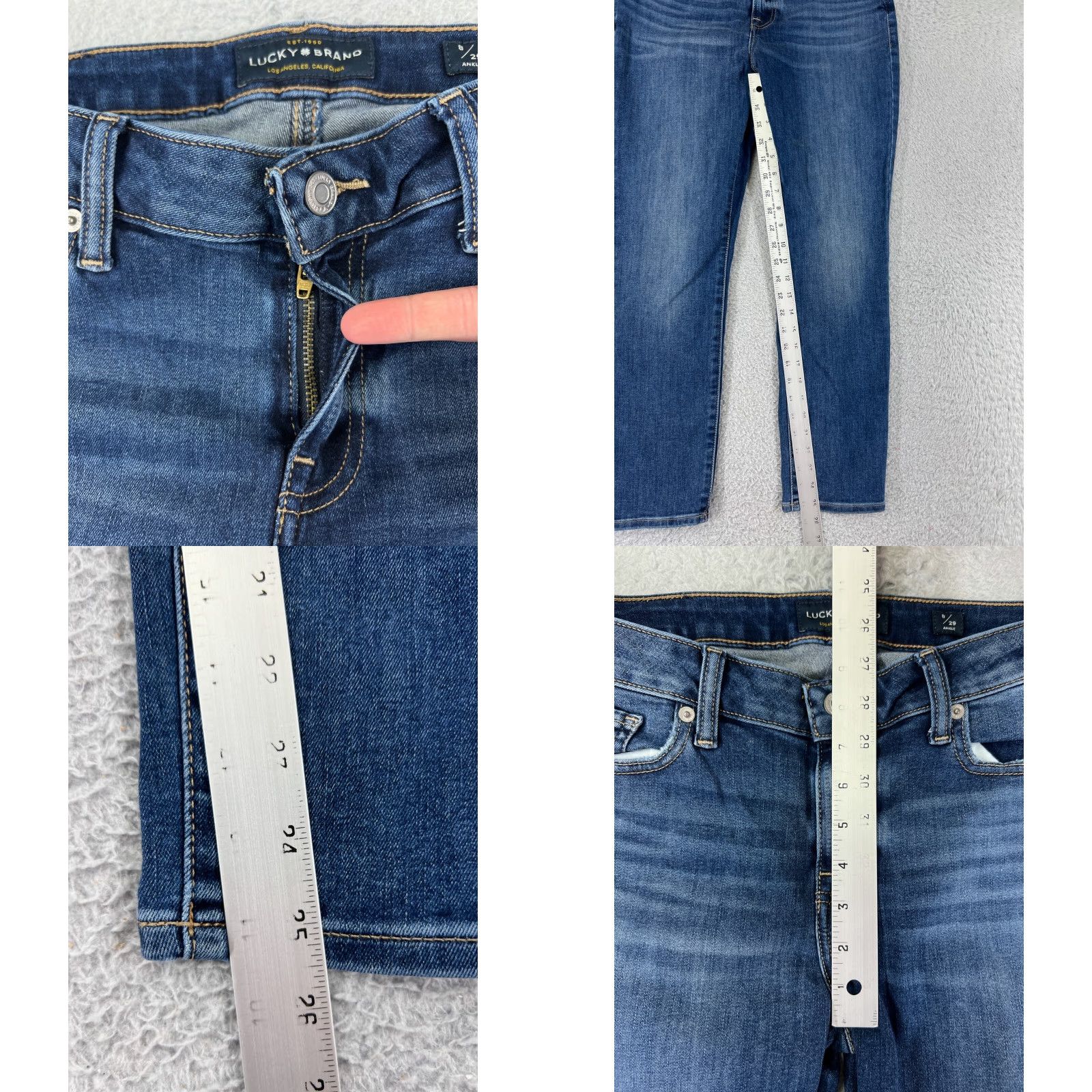 Lucky Brand VINTAGE Lucky Brand Jeans Women 8 Blue Denim Tapered Cropped Cotton Blend 5-Pocket Button Zip Rise Mid 8.5-10.5 in USA Theme Mens, Womens Size 30" / US 8 / IT 44 - 8 Thumbnail