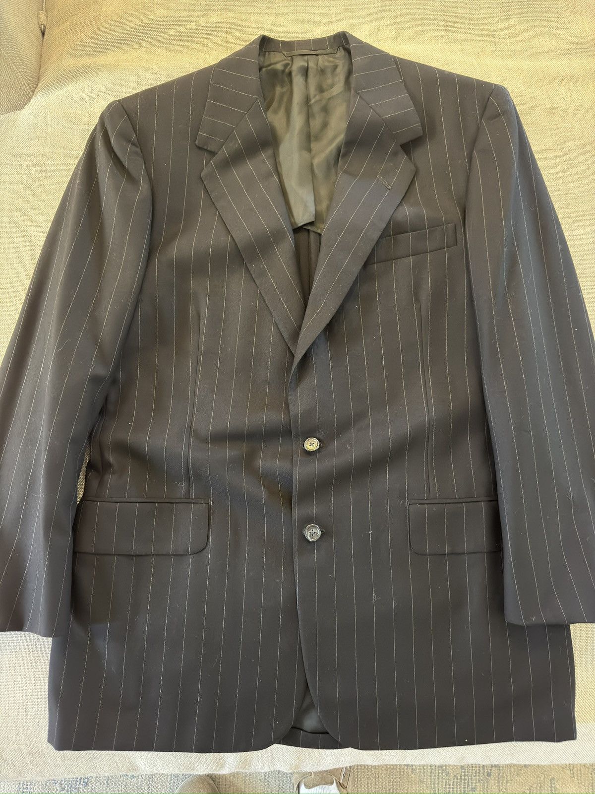 Oxxford Clothes OXXFORD CLOTHES Black Pinstripe Wool Suit Size 42T $4295 Size 42L - 10 Thumbnail