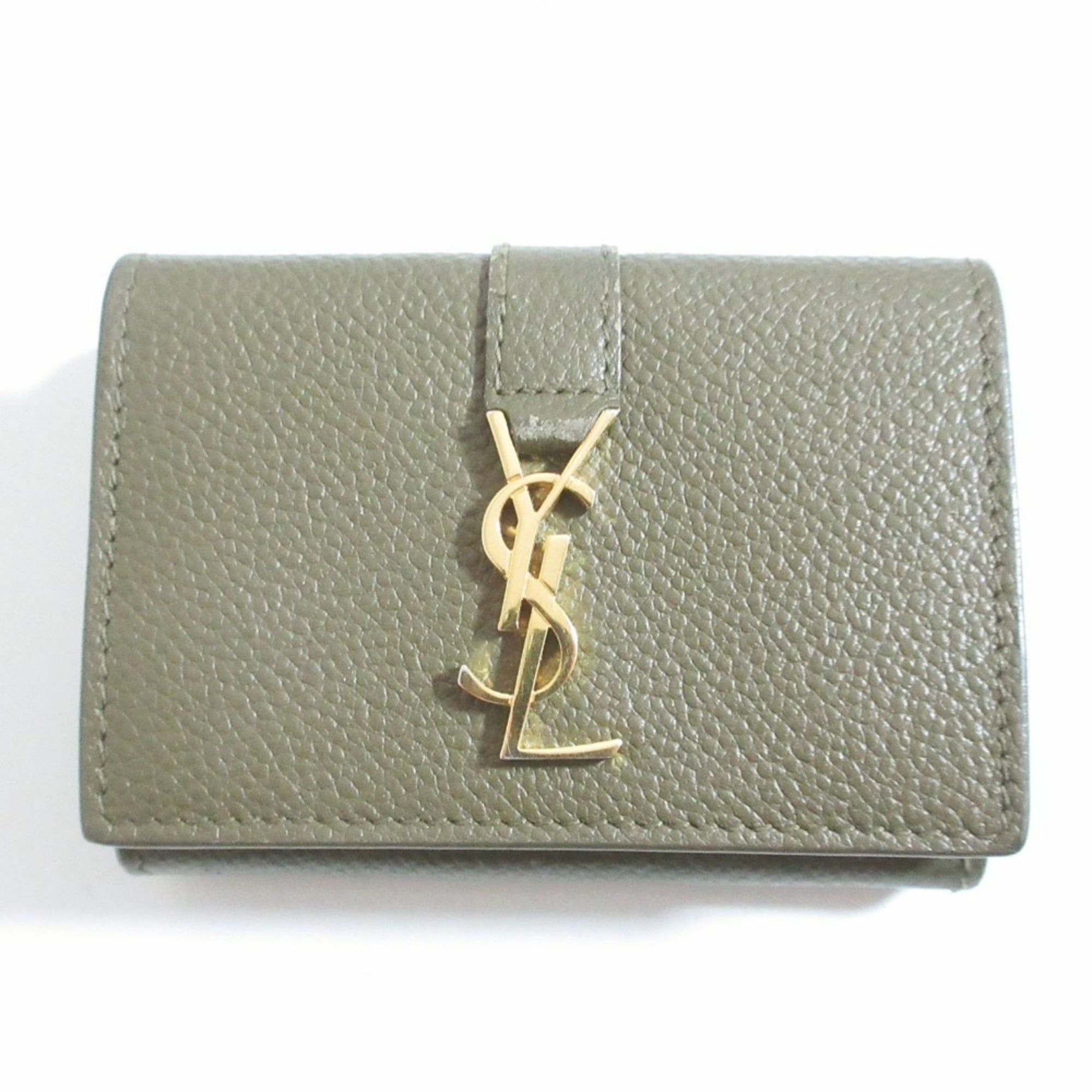 Saint Laurent Paris Yves Saint Laurent PARIS YSL Origami Tiny Wallet Khaki Women's Size ONE SIZE - 1 Thumbnail