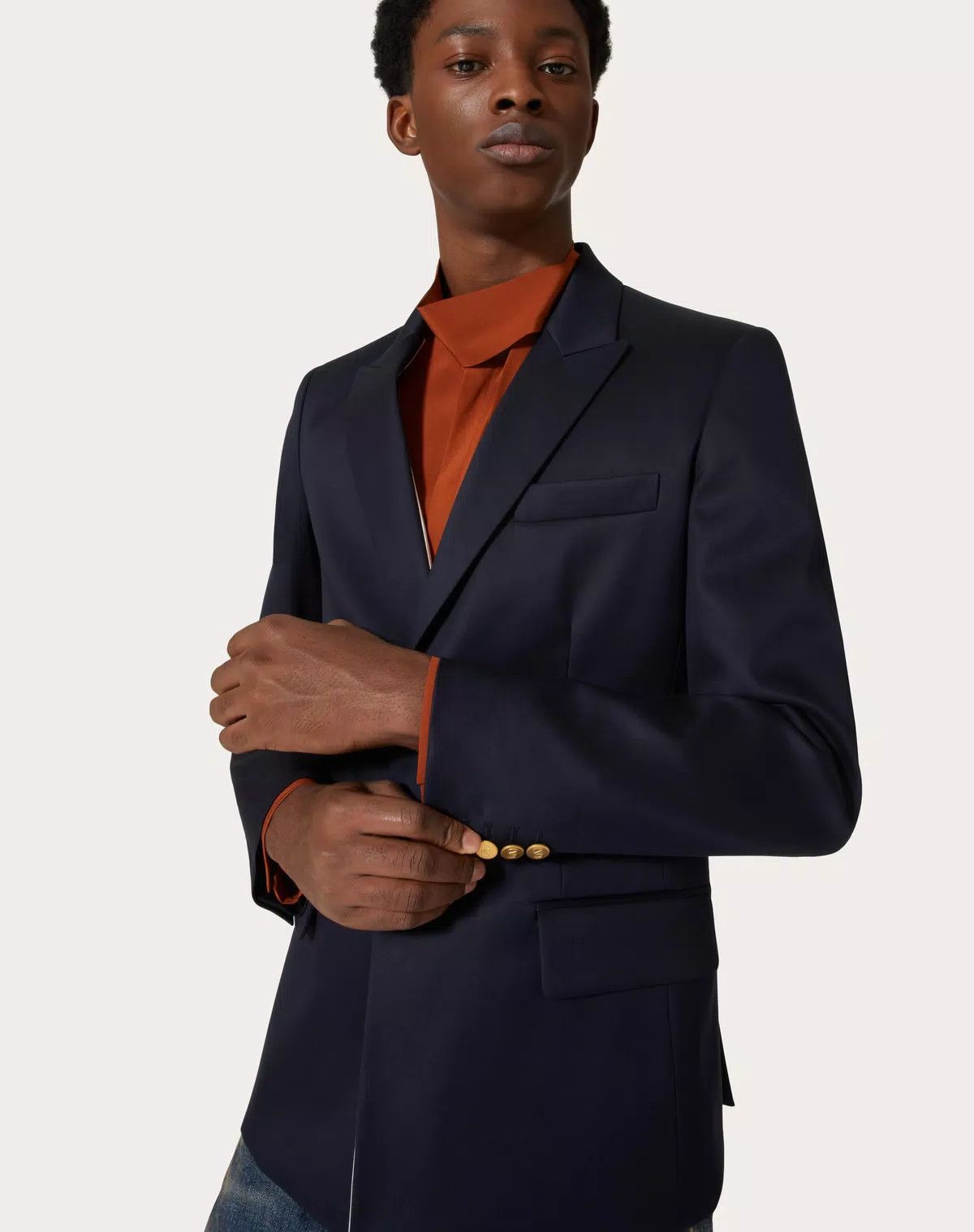 Valentino oc11z0725 Single Breasted Cotton Jacket in Navy Blue Size US M / EU 48-50 / 2 - 5 Thumbnail