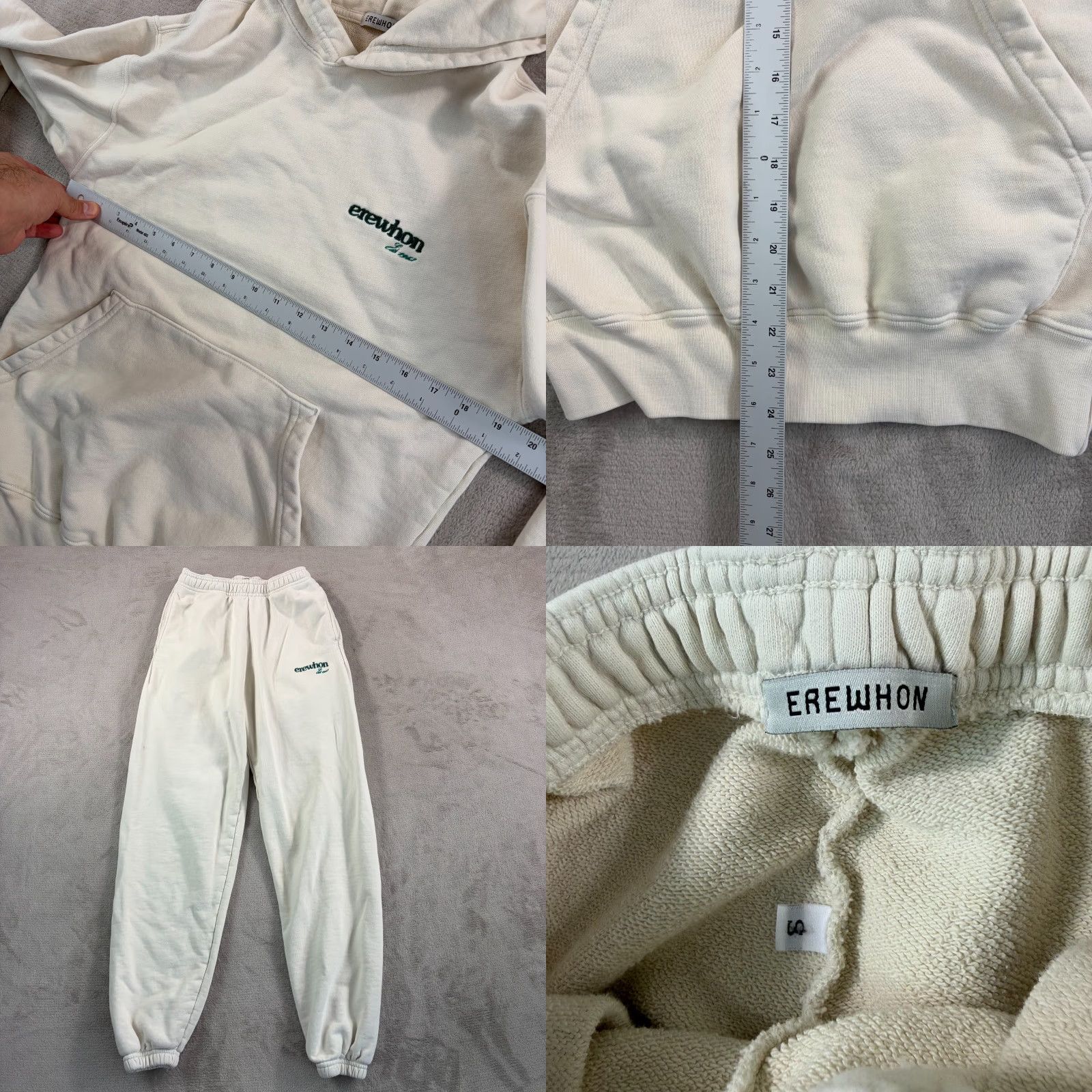 Vintage Erewhon Logo Hoodie XS Women Ivory Cream French Terry Pullover Long Sleeve Crew Neck Logo Pocket Classic College Modern 90s Outdoor Sports Activewear Size XS / US 0-2 / IT 36-38 - 8 Thumbnail