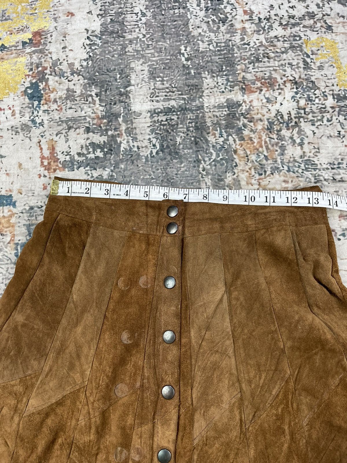 Leather Vintage Suede Leather Button Wrap Flared Skirt Size 27" / US 4 / IT 40 - 8 Thumbnail
