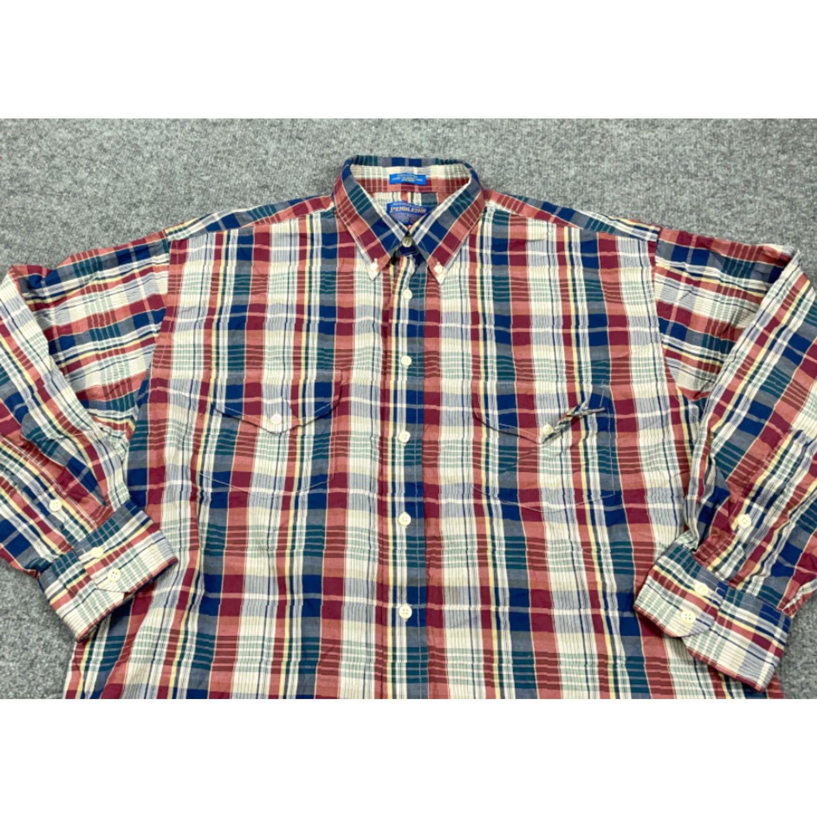Pendleton Pendleton Shirt ‑ Plaid Cotton Lightweight Button-Up XL Men Red Gray Classic Preppy 90s Work Casual Button-Down Size US XL / EU 56 / 4 - 8 Thumbnail