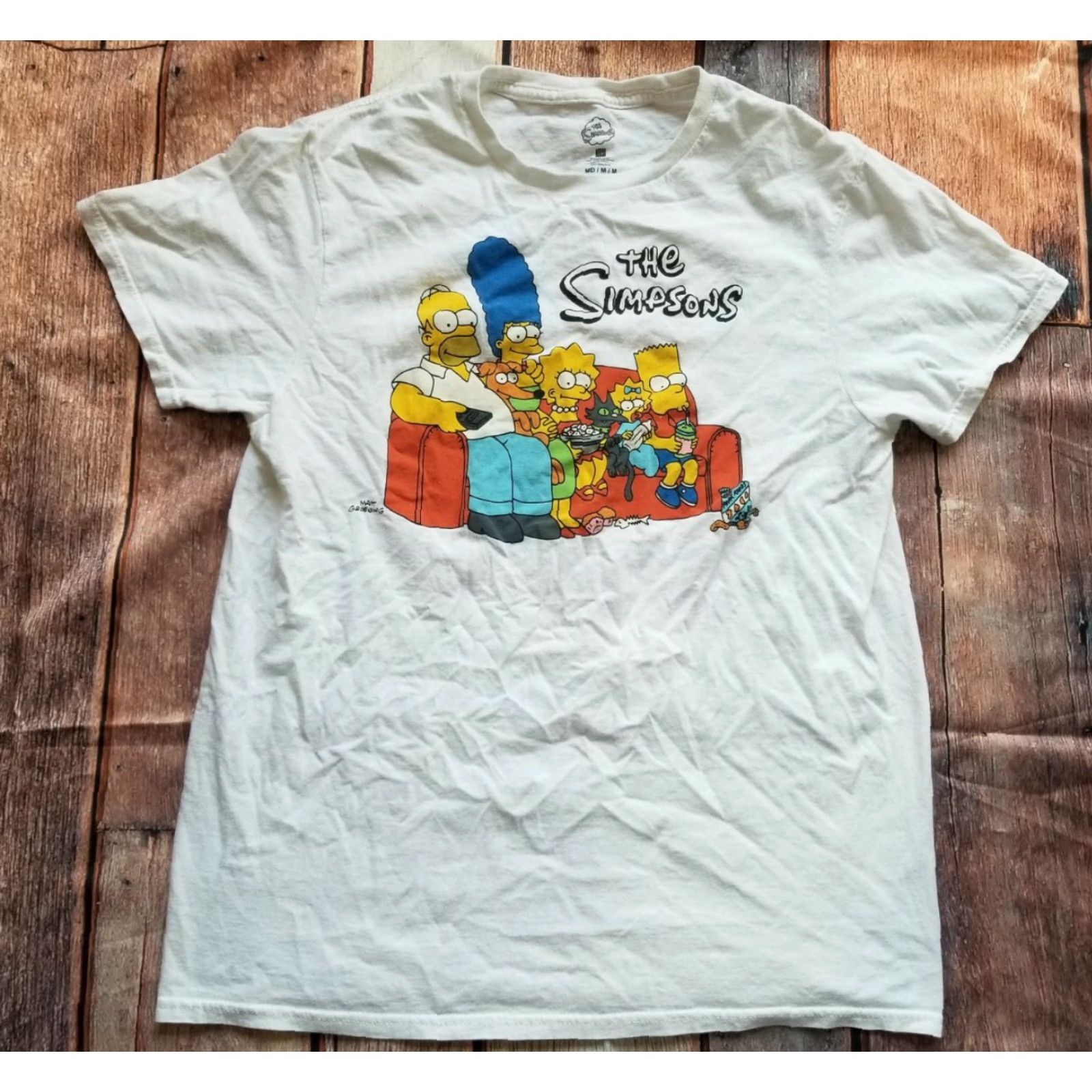 Vintage The Simpsons T-Shirt Mens M White Homer Bart Marge Lisa Maggie Family Couch Size US M / EU 48-50 / 2 - 2 Thumbnail