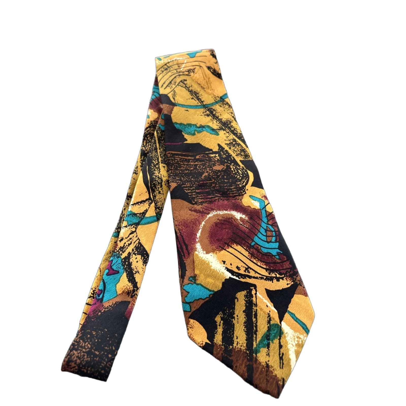 Vintage VINTAGE Landon's Tie Geometric Silk Tie Men Classic 57"-60" Orange Handmade Size ONE SIZE - 1 Thumbnail