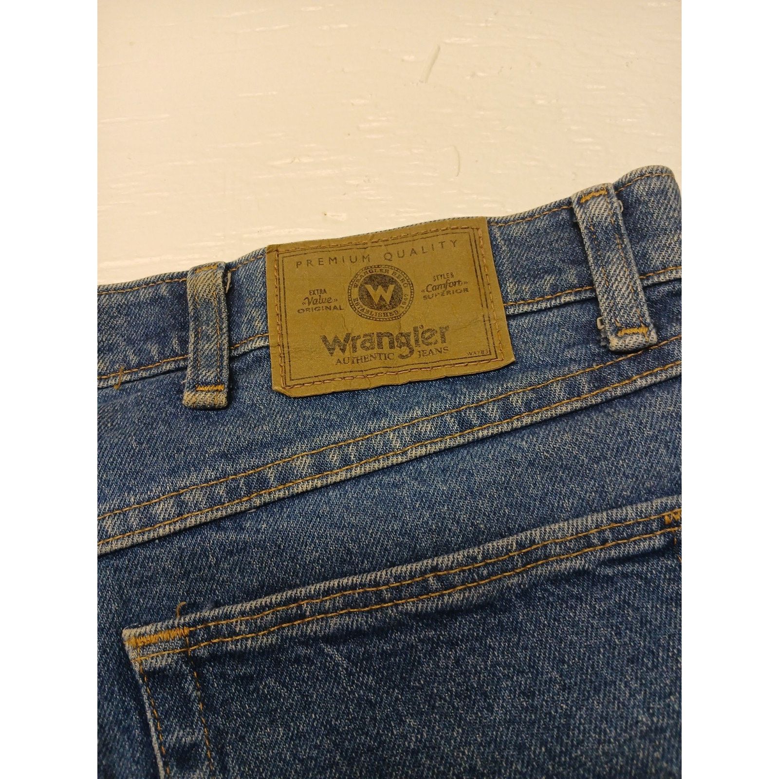 Wrangler Wrangler (38x32) Men's Straight Blue Denim Jeans Size US 38 / EU 54 - 8 Thumbnail
