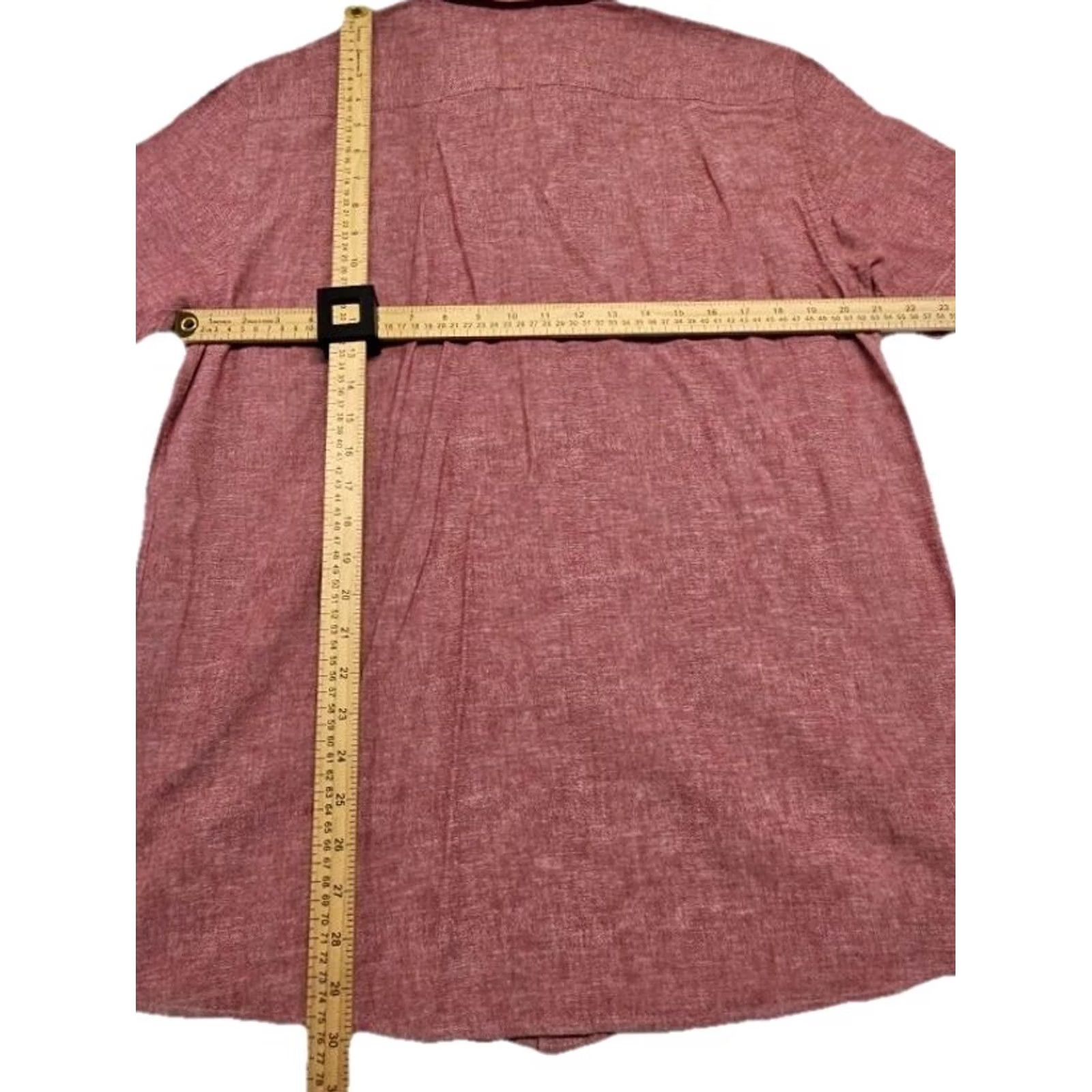 Vintage Samuel Windsor Linen/Cotton Shirt Mens L Heathered Red Short Sleeve Button Down Size US L / EU 52-54 / 3 - 8 Thumbnail