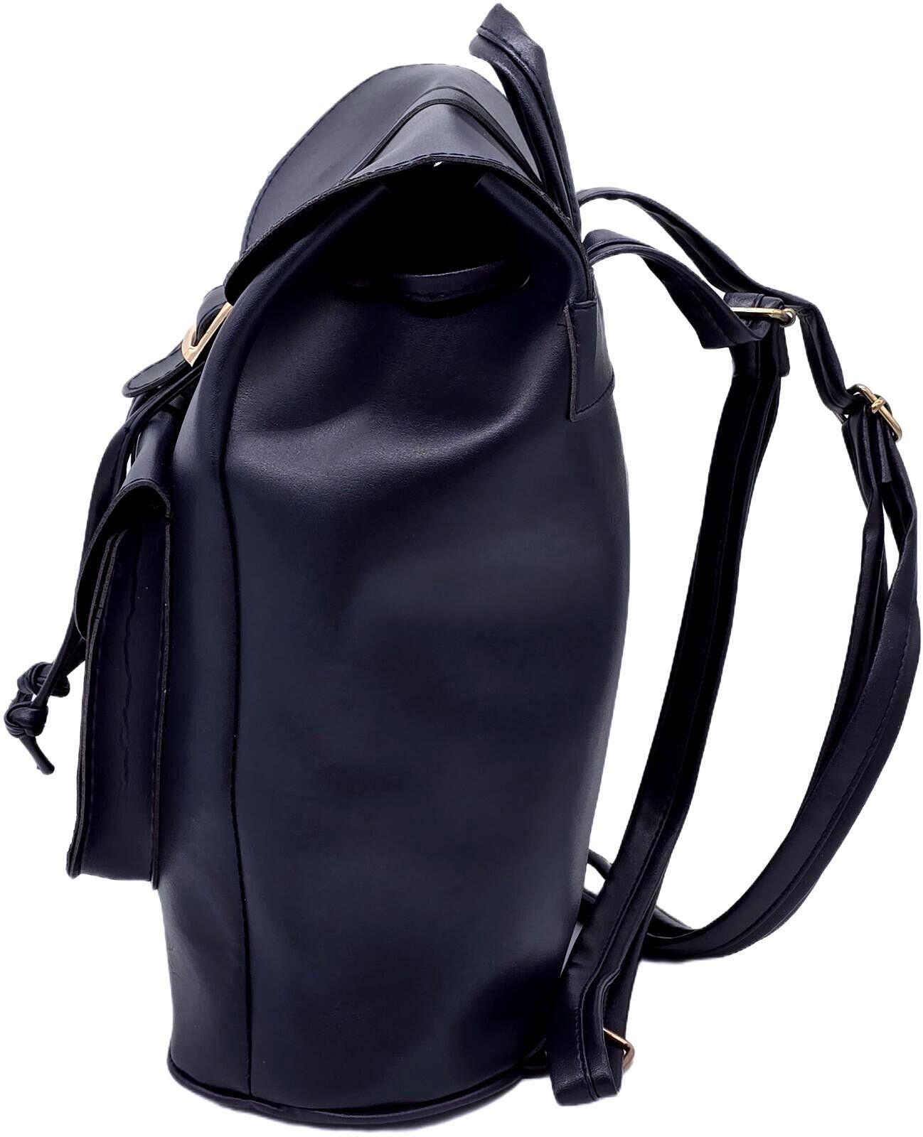 Genetic Manipulation Shinichiro Kuriya Classic Dark Blue Faux Leather Backpack with Buckle Closure Size ONE SIZE - 3 Thumbnail