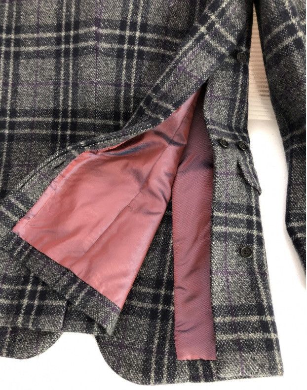 Yohji Yamamoto YYPH 🇯🇵 grey wool fall check side pleated coat 4 NEW Size 42R - 14 Thumbnail