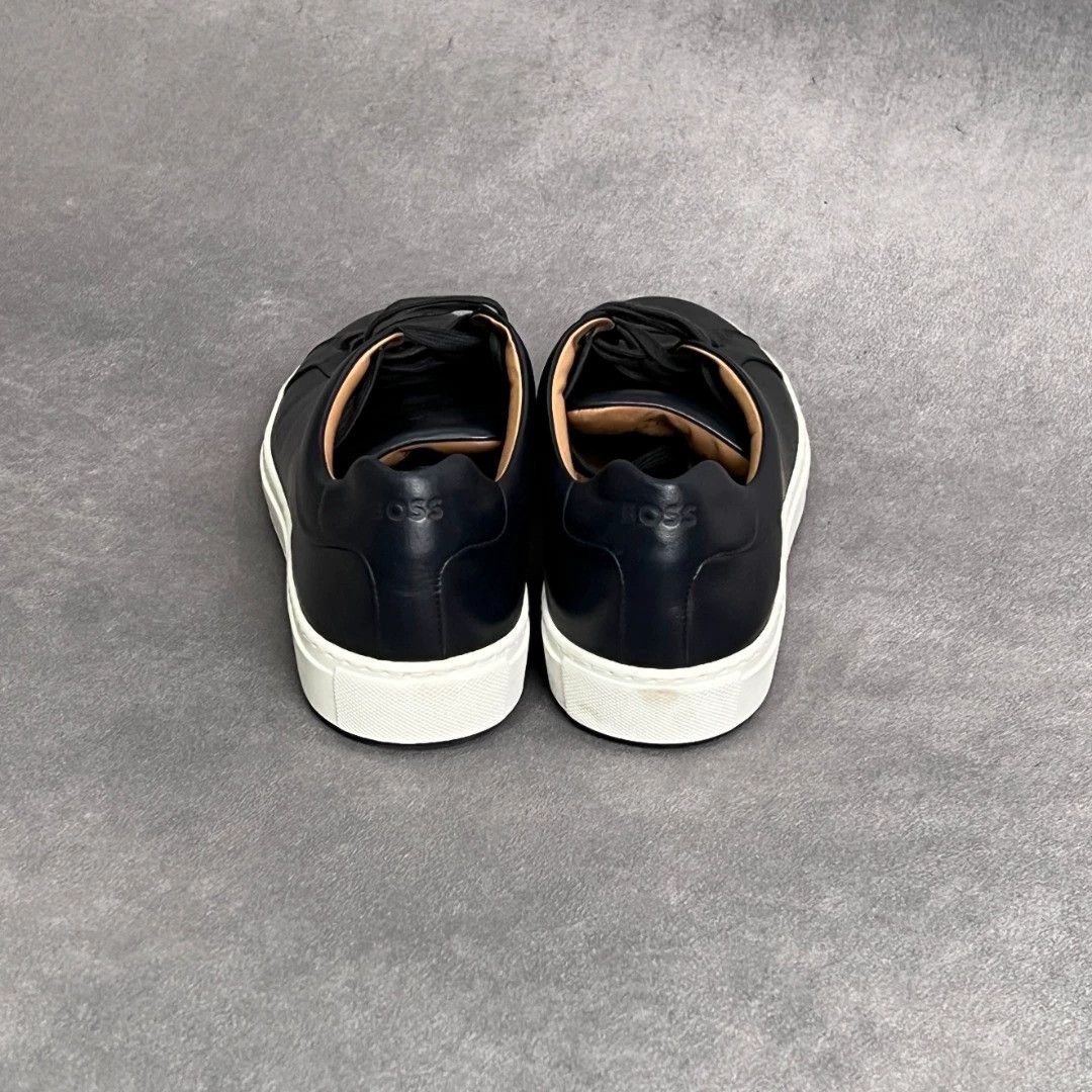 Hugo Boss HUGO BOSS Black Calf Leather Sneakers Size US 10 / EU 43 - 3 Thumbnail