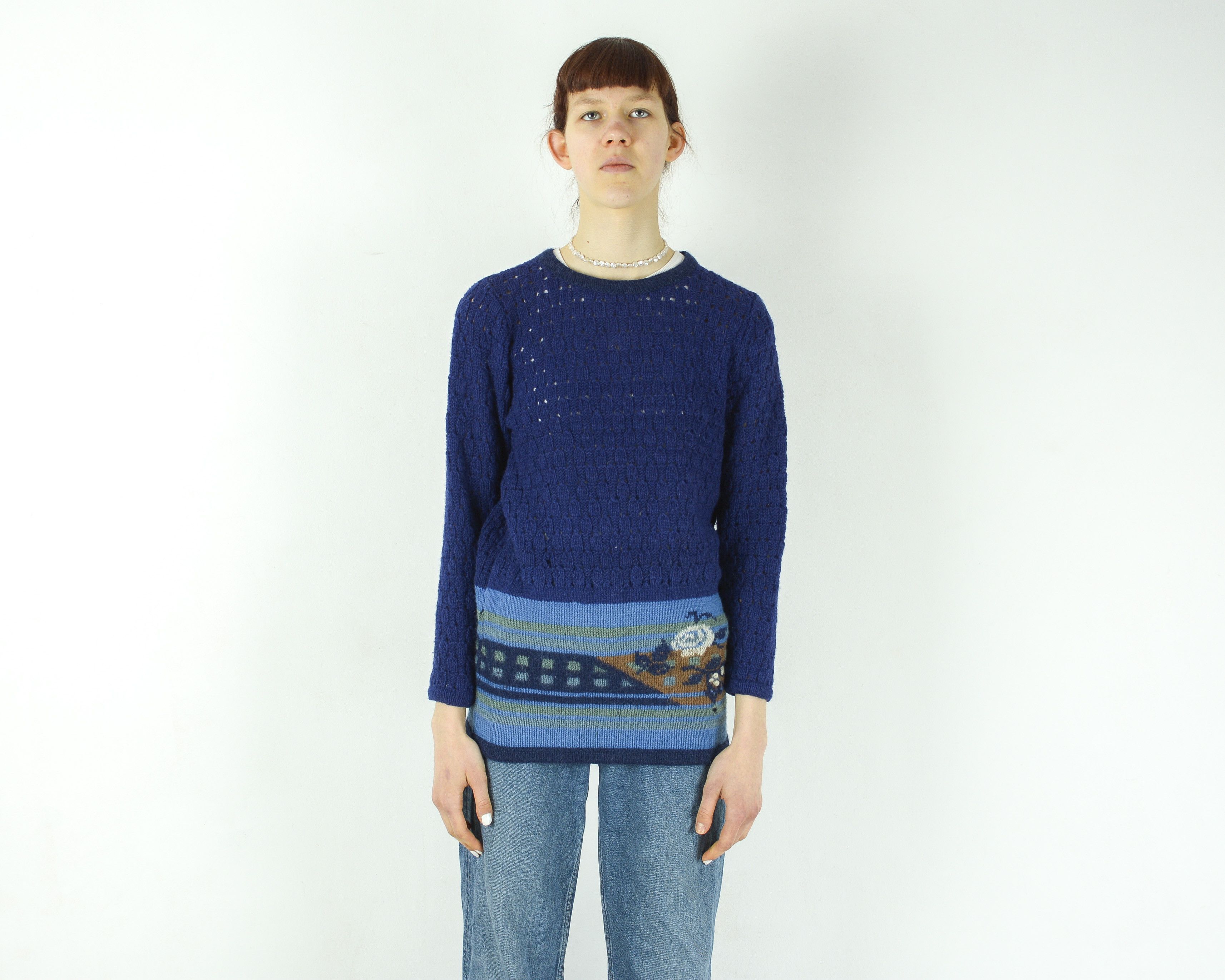 Handmade × Vintage Handmade Wool Sweater Pullover Jumper Knitted Winter Warm Size XS / US 0-2 / IT 36-38 - 1 Thumbnail