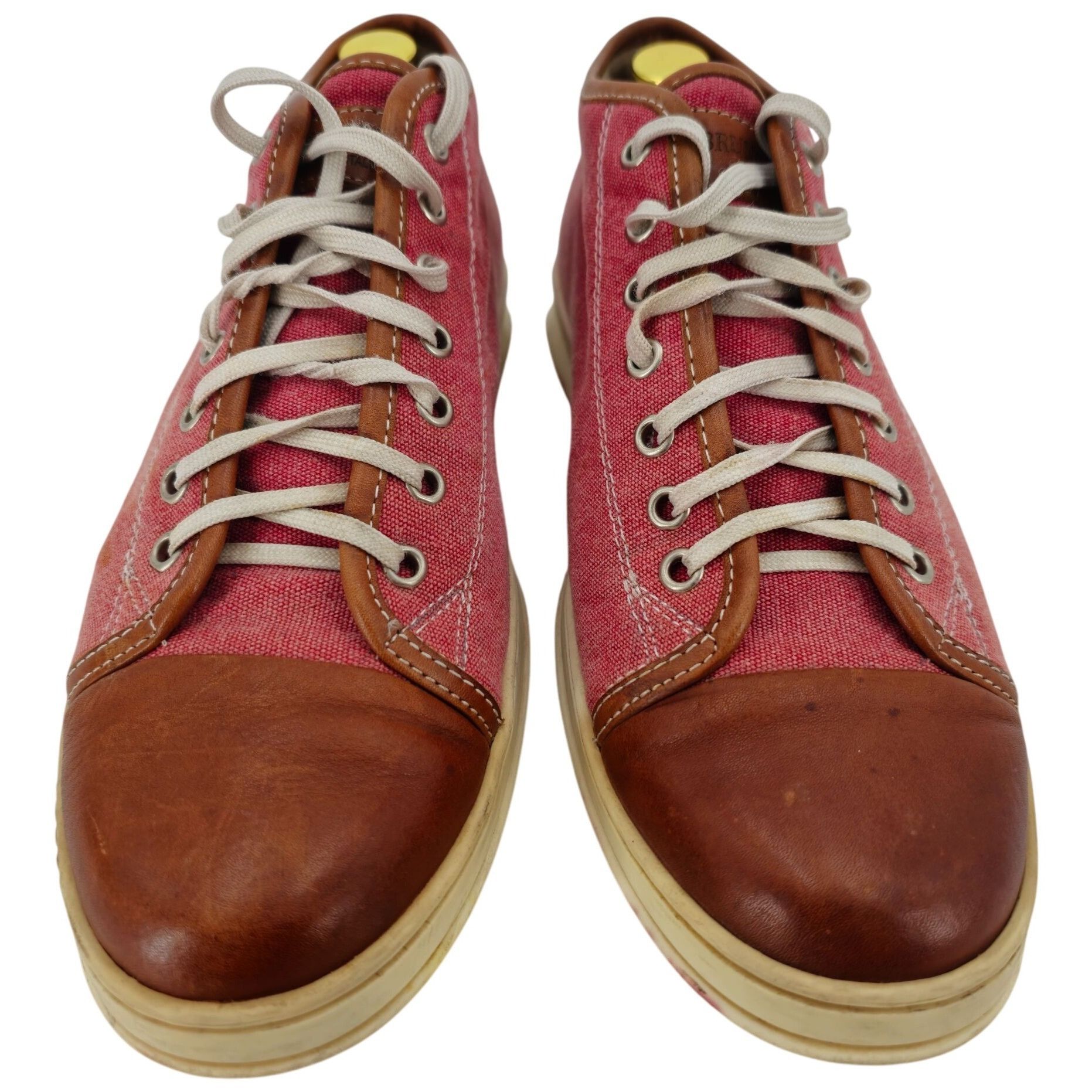Bruno Magli Bruno Magli Italy Burgundy Brown Canvas Leather Mid Sneakers Size US 7 / EU 40 - 11 Thumbnail
