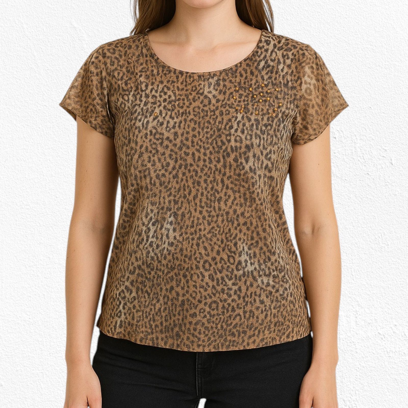 Vintage Y2K Animal Print Lace Overlay USA Made Blouse Size XL Size XL / US 12-14 / IT 48-50 - 3 Thumbnail