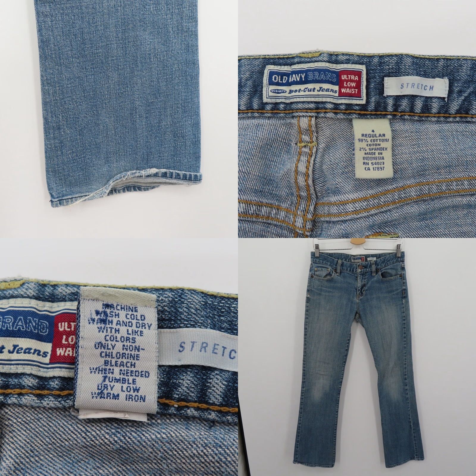Old Navy VINTAGE Old Navy Womens Jeans Bootcut Distressed Denim 4 Reg Ultra Low Waist Y2K 2000s Women Jeans Pants Size 27" / US 4 / IT 40 - 8 Thumbnail
