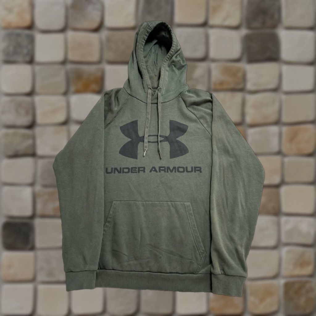 Under Armour Under Armour Rival Hoodie Mens L Green Cotton Fleece Lined Raglan Sleeve Pullover Hooded Size US L / EU 52-54 / 3 - 1 Thumbnail