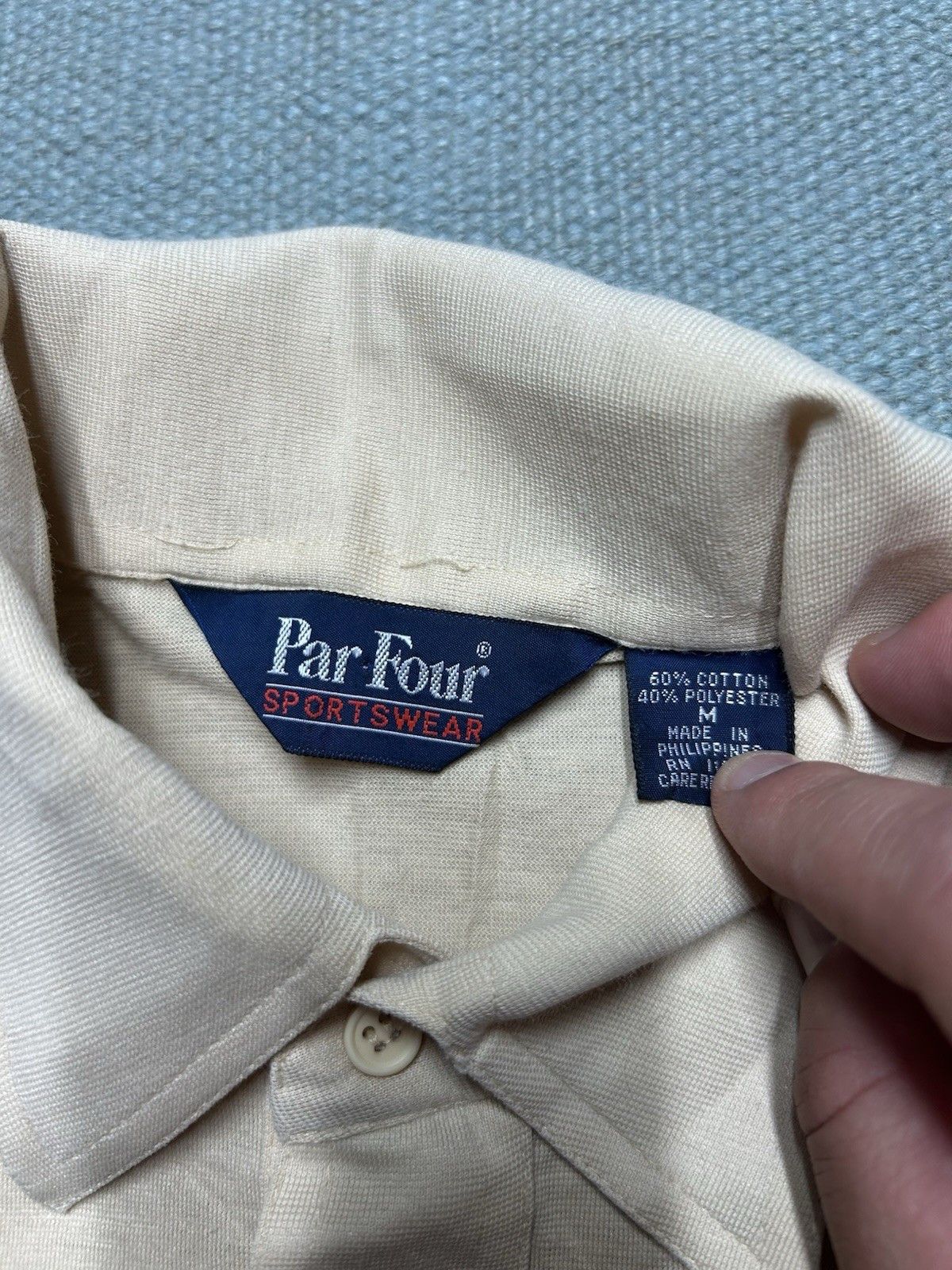 Vintage Vtg 80s polo shirt beige tan soft golf poly cotton medium Size US M / EU 48-50 / 2 - 5 Thumbnail