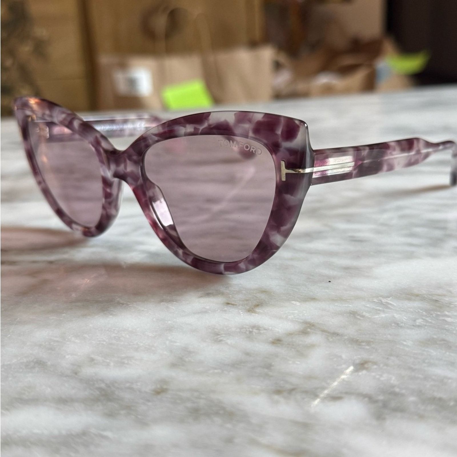 Tom Ford Tom Ford Anya Purple Havana Cat Eye Women's Sunglasses Size ONE SIZE - 4 Thumbnail