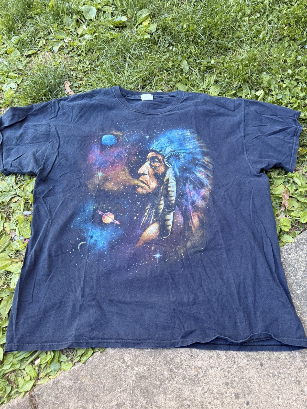 Vintage VTG 90s Native American Stars Galaxy tee Size XL Size US XL / EU 56 / 4 - 1 Thumbnail