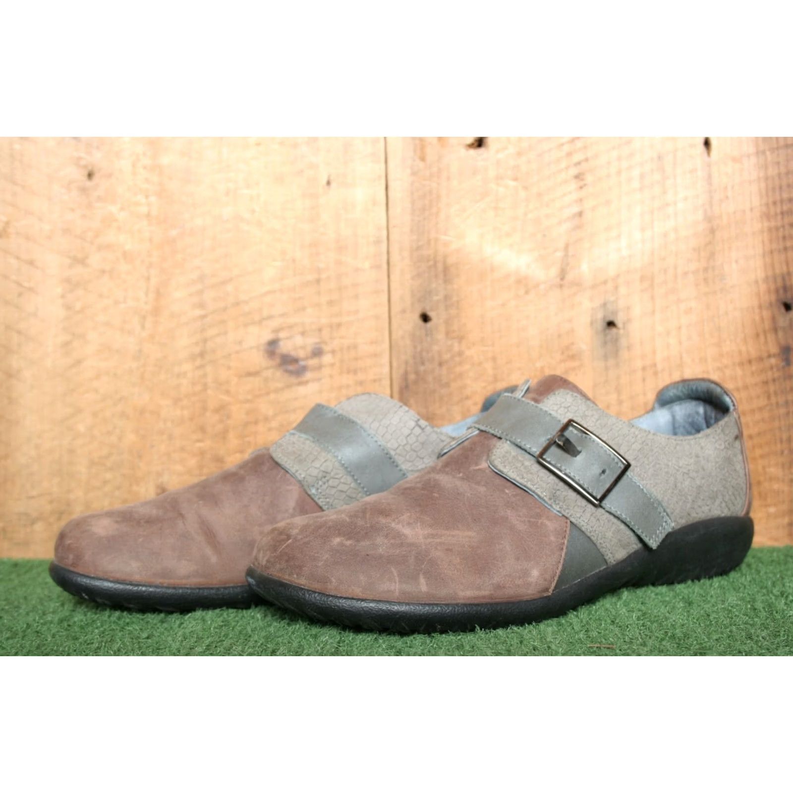 Vintage NAOT Tane Brown/Pewter/Gray Snake Print Leather Monk Strap Loafer EU 40 US 9 Women Size US 9 / IT 39 - 2 Thumbnail