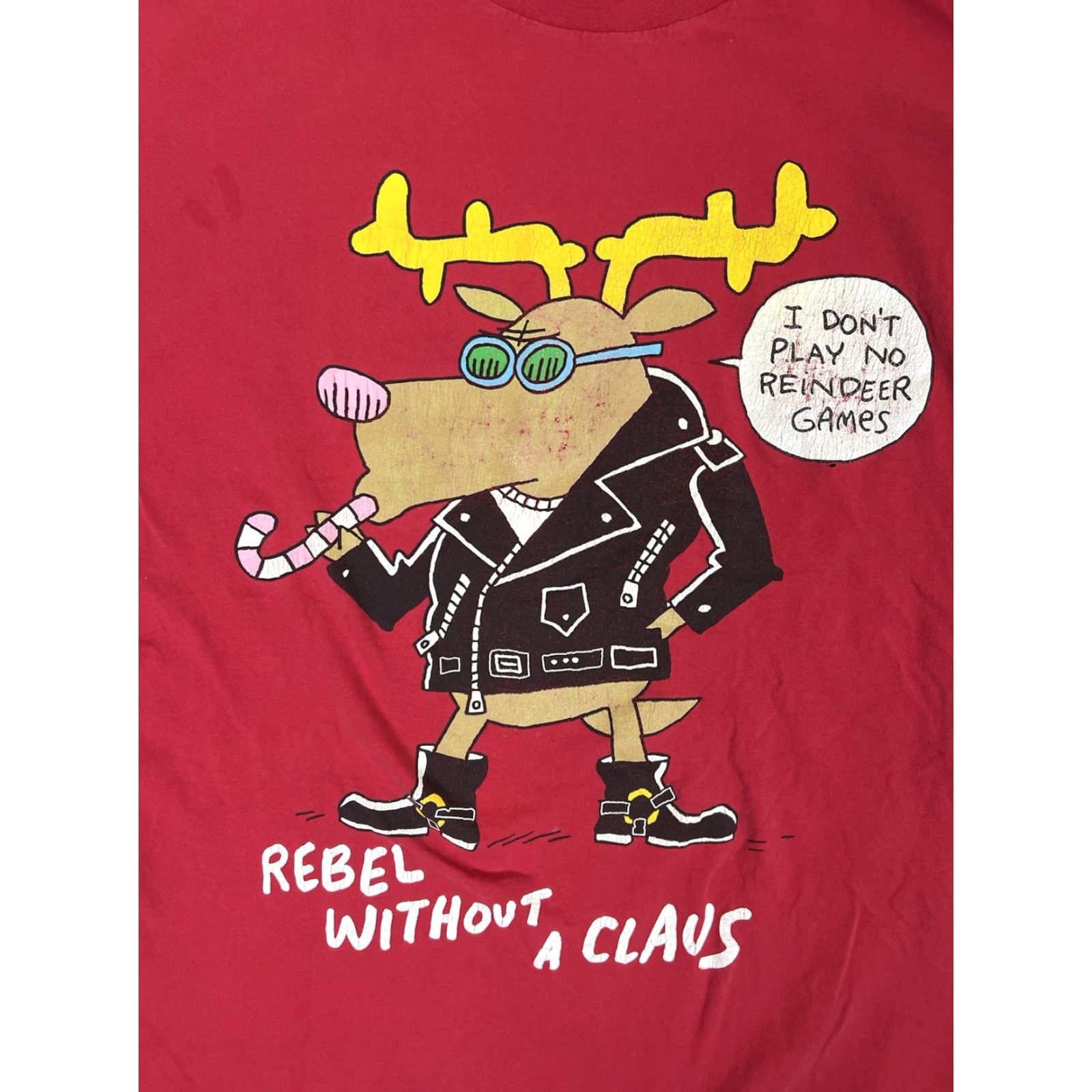 Vintage VINTAGE The Jokes On You Pajama Shirt Christmas Reindeer 2X Red Sleepshirt Short Sleeve Women Funny 90s 80s Size XXL / US 16-18 / IT 52-54 - 2 Thumbnail