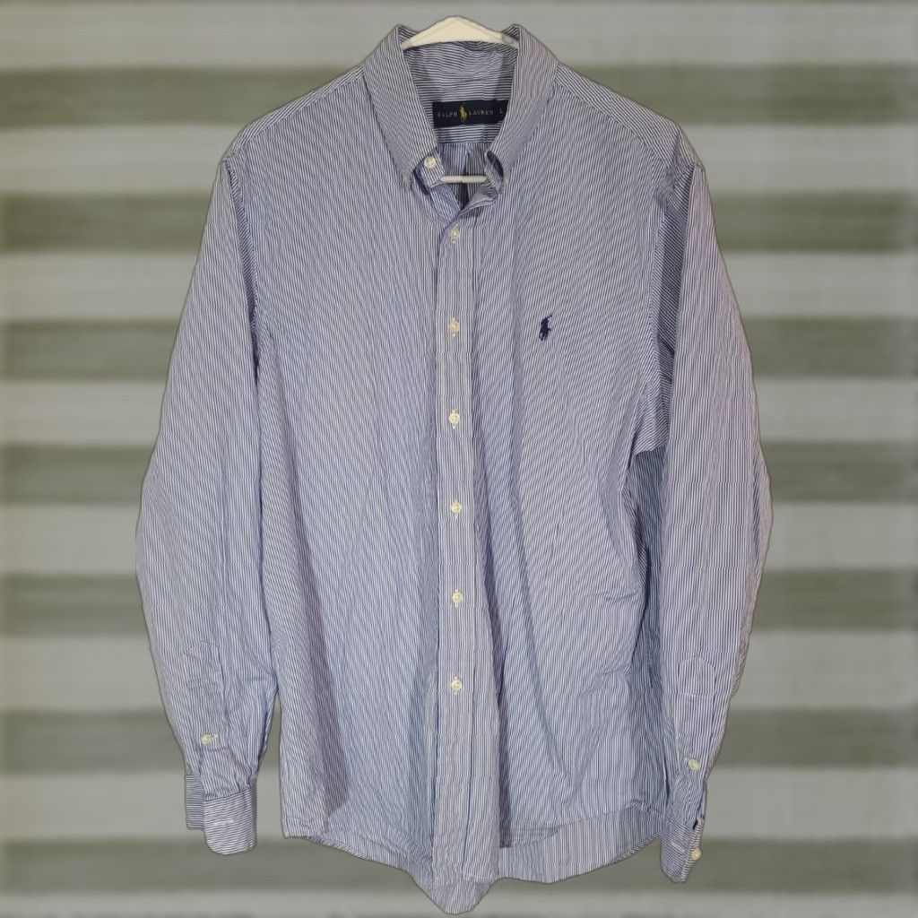 Ralph Lauren Ralph Lauren Blue Stripe Button-Down Long Sleeve Shirt Large Cotton Shirt Mens Regular L Blue Stripe Button-Up Collared Casual Vintage: No Size US L / EU 52-54 / 3 - 1 Thumbnail