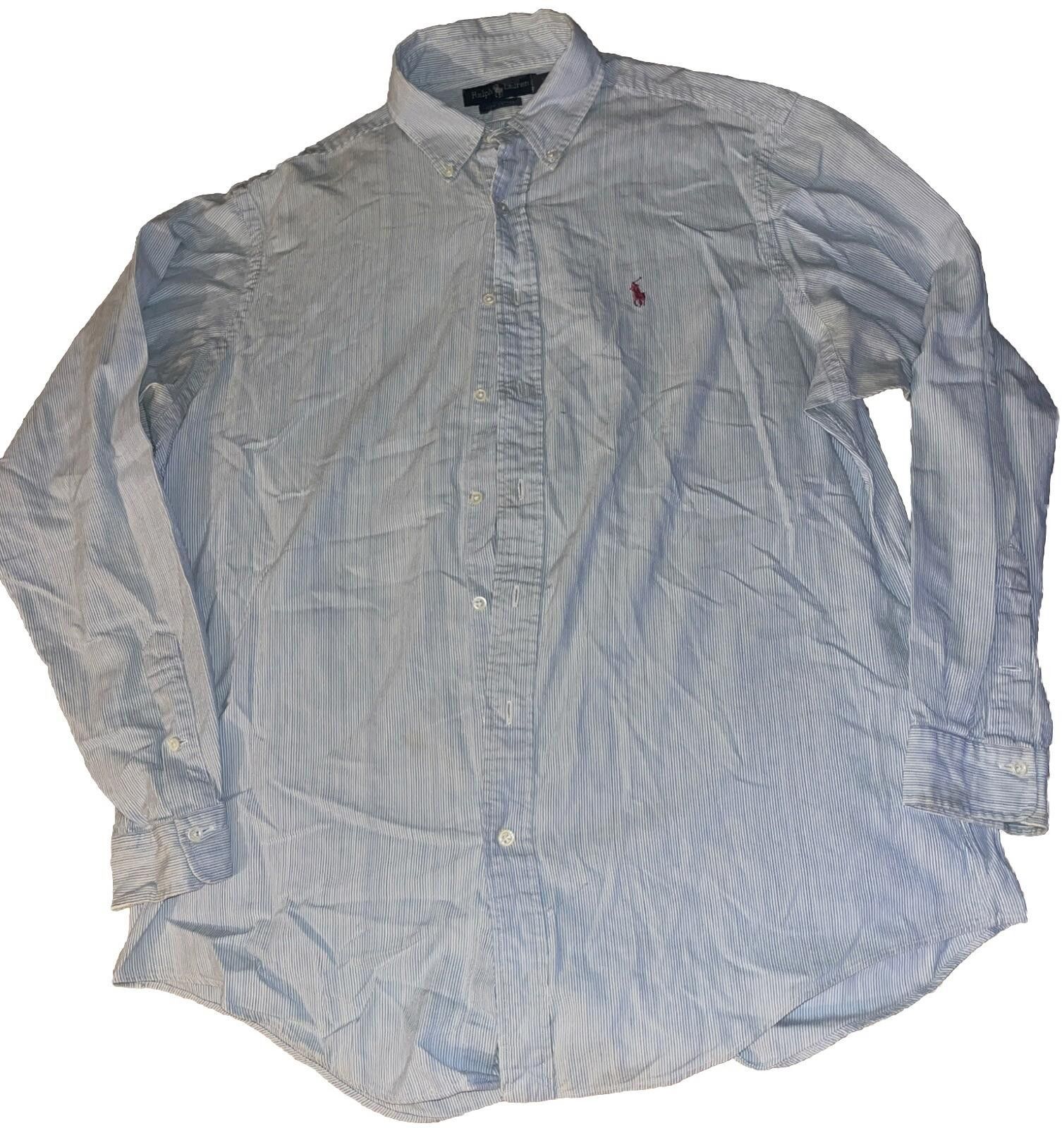 Polo Ralph Lauren Polo Ralph Lauren Button Long Sleeve Blue Pinstripe Pony XL Size US XL / EU 56 / 4 - 1 Thumbnail