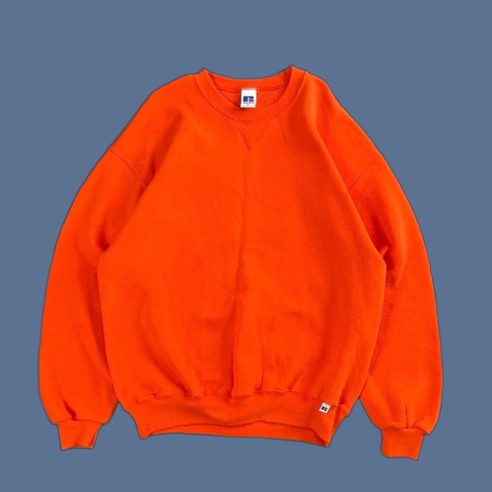 Russell Athletic VINTAGE Russell Athletic Orange Crew Neck Sweatshirt XL Men Pullover 90s Solid Long Sleeve Regular Size XL Crew Neck Men Size US XL / EU 56 / 4 - 1 Thumbnail