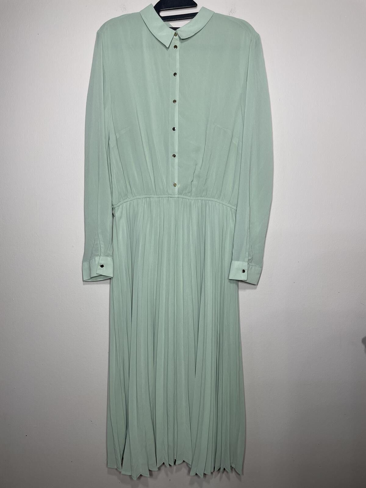 Other Dreamy Mint Pleated Maxi Dress Office Quiet Lux Sz XL Y2K Size XL / US 12-14 / IT 48-50 - 1 Thumbnail