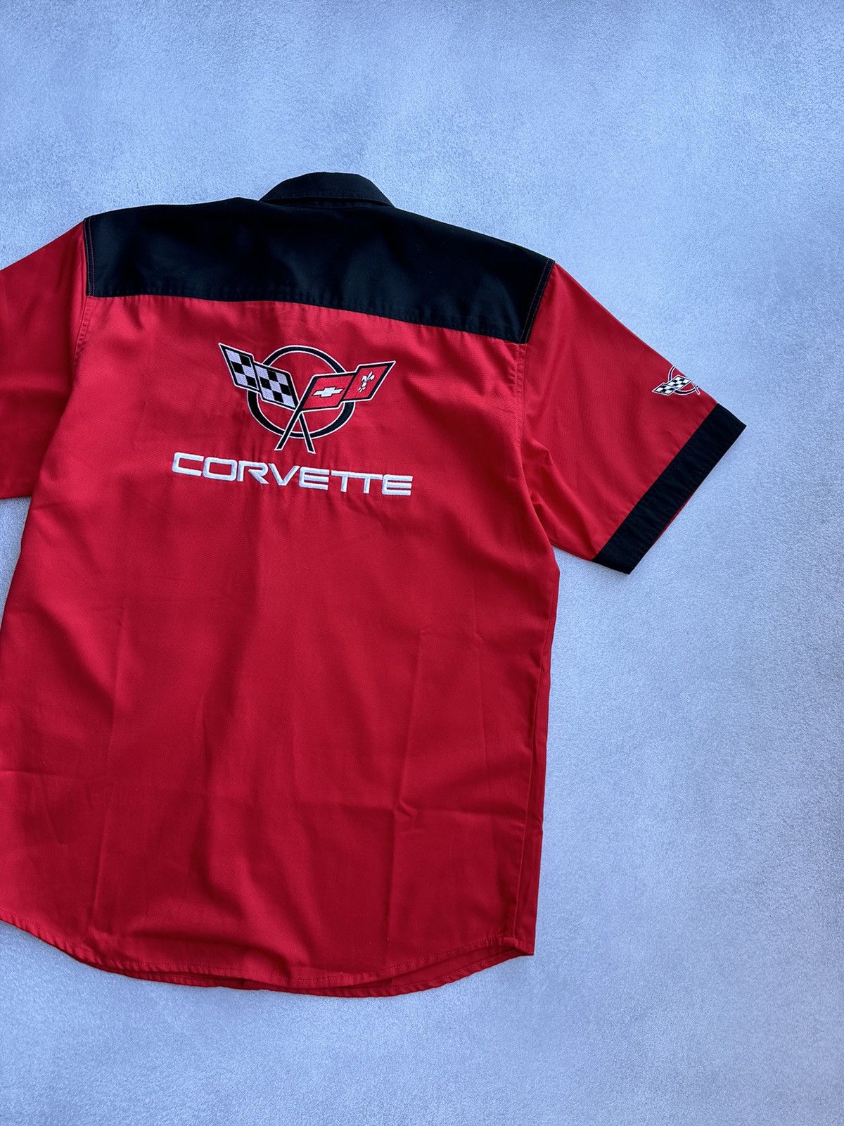 Vintage VTG Chevrolet Corvette Racing Red Short Sleeve Buttons Shirt Size US XL / EU 56 / 4 - 9 Thumbnail