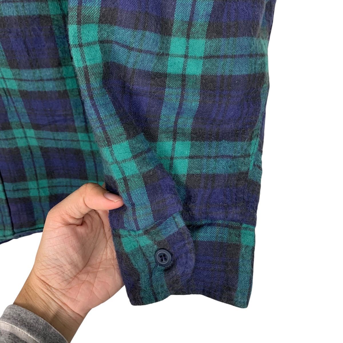 L.L. Bean L.L.BEAN Green Blue Checked Flannel Jacket #1643-C73 Size US L / EU 52-54 / 3 - 11 Thumbnail