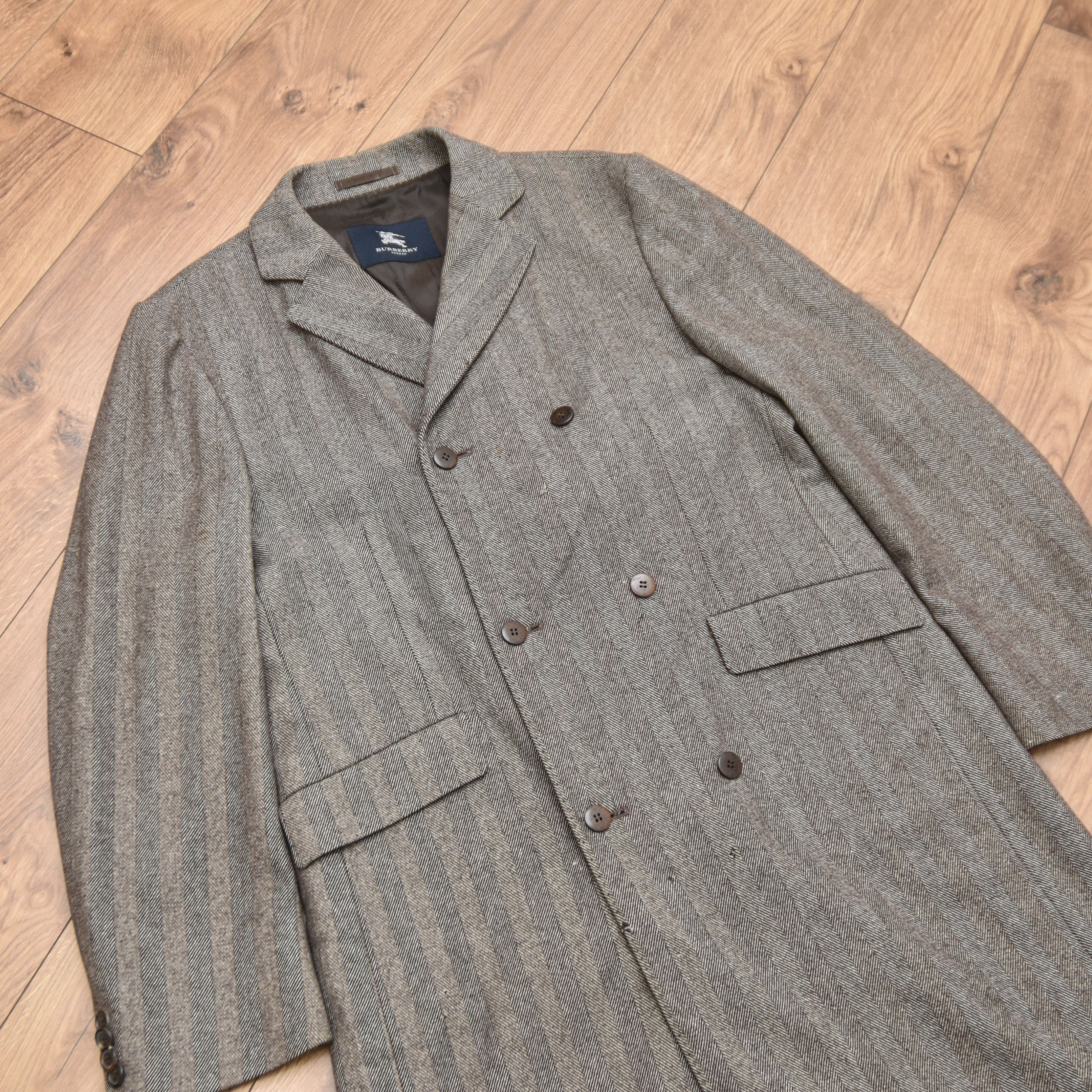 Burberry Burberry Herringbone Overcoat Grey Double Breasted Old Money Size US XXL / EU 58 / 5 - 6 Thumbnail