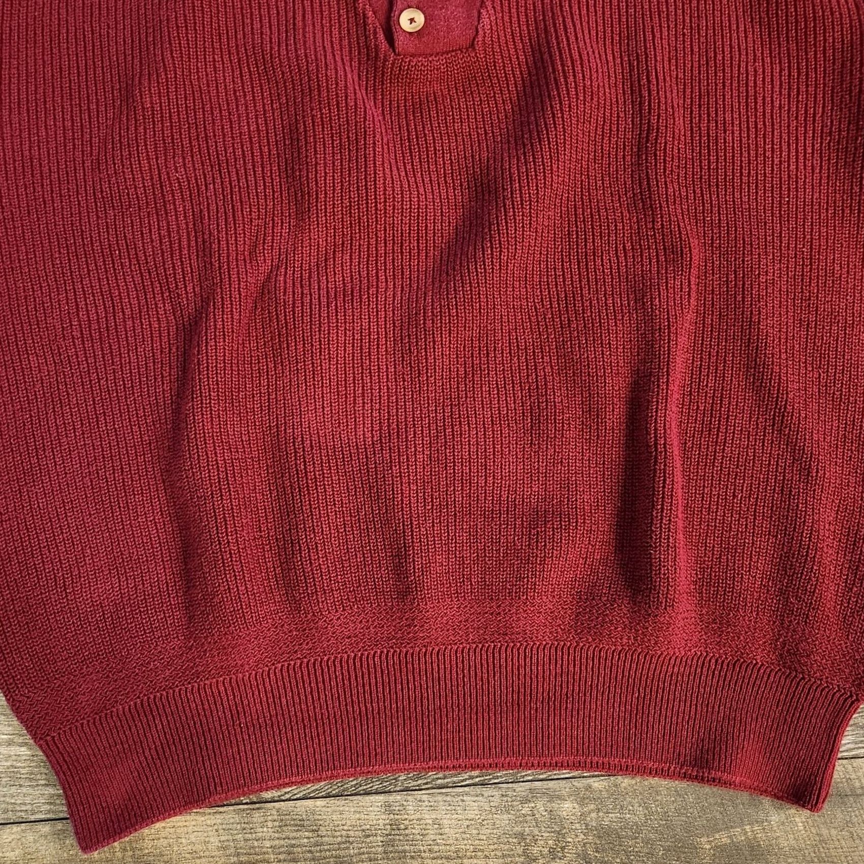 Vintage VINTAGE LL Bean Henley Sweater Mens XL Red Burgundy Cotton Knit Made In USA Size US XL / EU 56 / 4 - 2 Thumbnail
