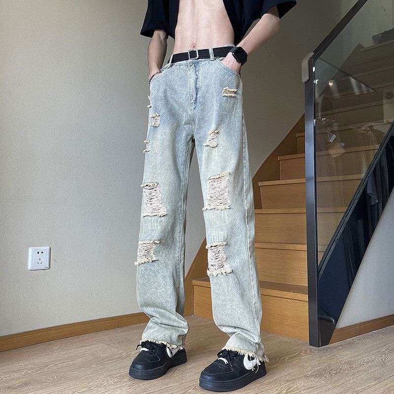 Japanese Brand Retro loose fringed ripped slightly flared jeans Size US 30 / EU 46 - 5 Thumbnail