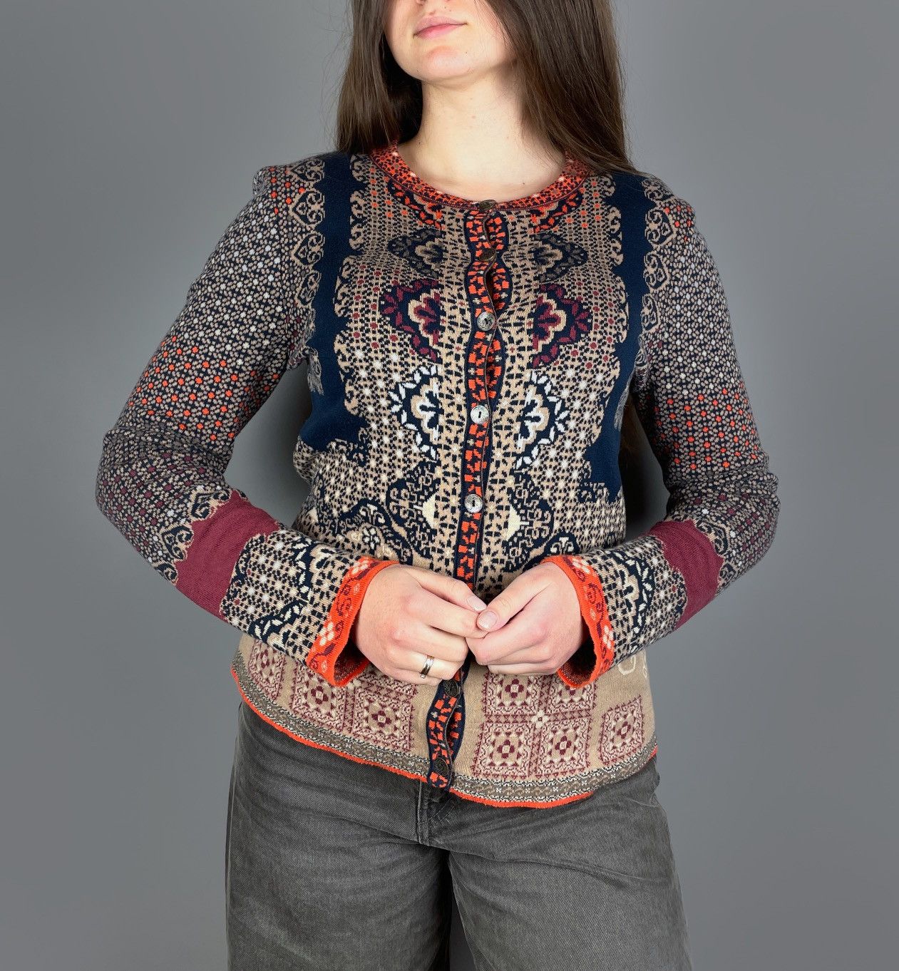 Other Women's IVKO Morocco Pattern Knit Cotton Sweater Size 40 L Size L / US 10 / IT 46 - 9 Thumbnail