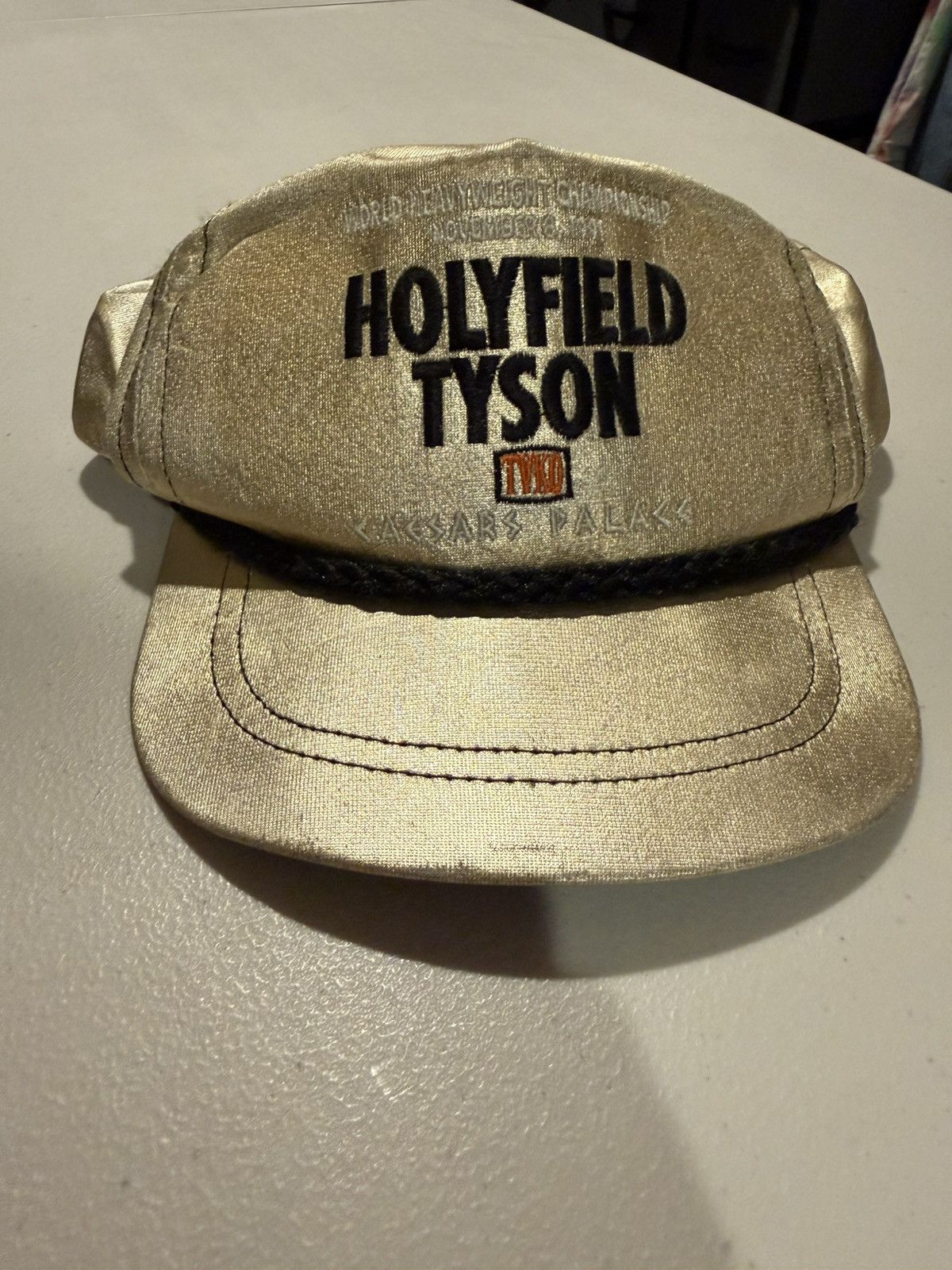 Vintage 1991 cancelled gold hat mike tyson holyfield caesers palace Size ONE SIZE - 1 Thumbnail
