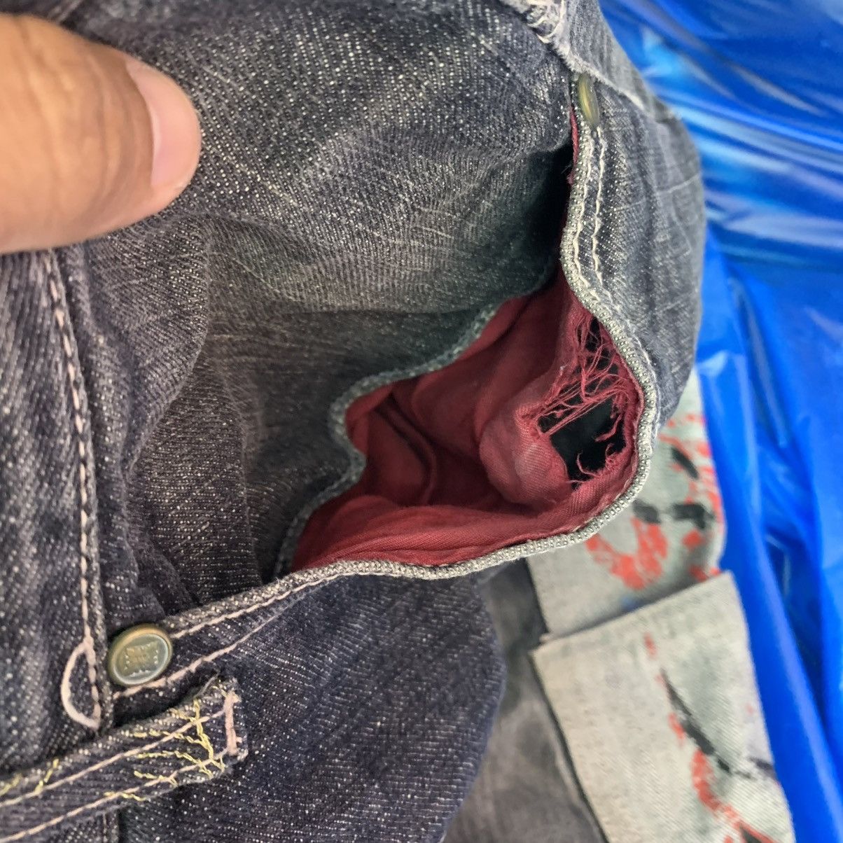 Kapital JAPANESE BRAND GUMU STYLE PATCHWORK POCKET DENIM PANTS Size US 30 / EU 46 - 15 Thumbnail