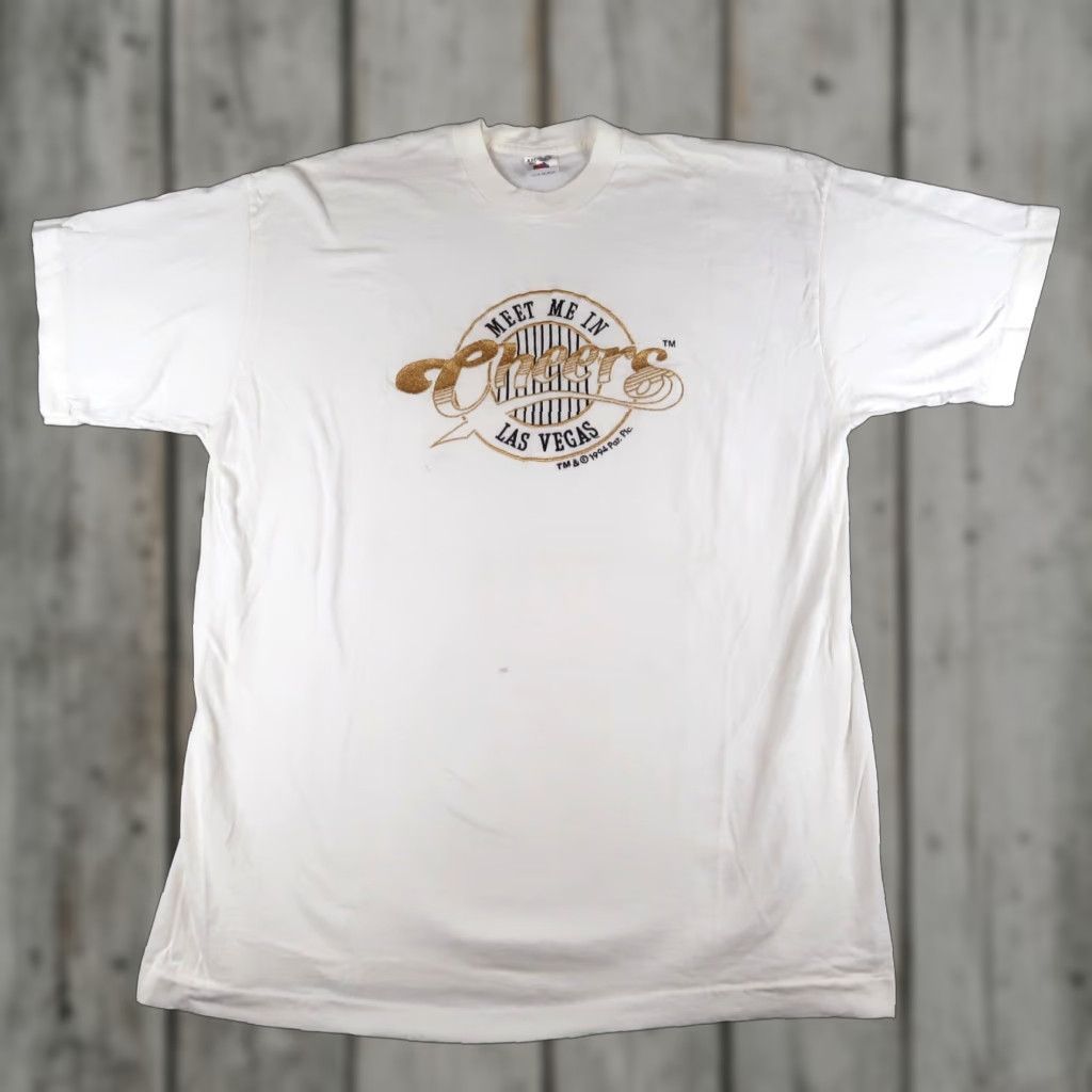 Fruit Of The Loom VINTAGE Las Vegas 90s T shirt Mens 2XL White Cotton Crew Neck Fruit of the Loom Shirt USA Distressed 90s Grunge Hip Hop Punk Japanese? Size US XXL / EU 58 / 5 - 1 Thumbnail