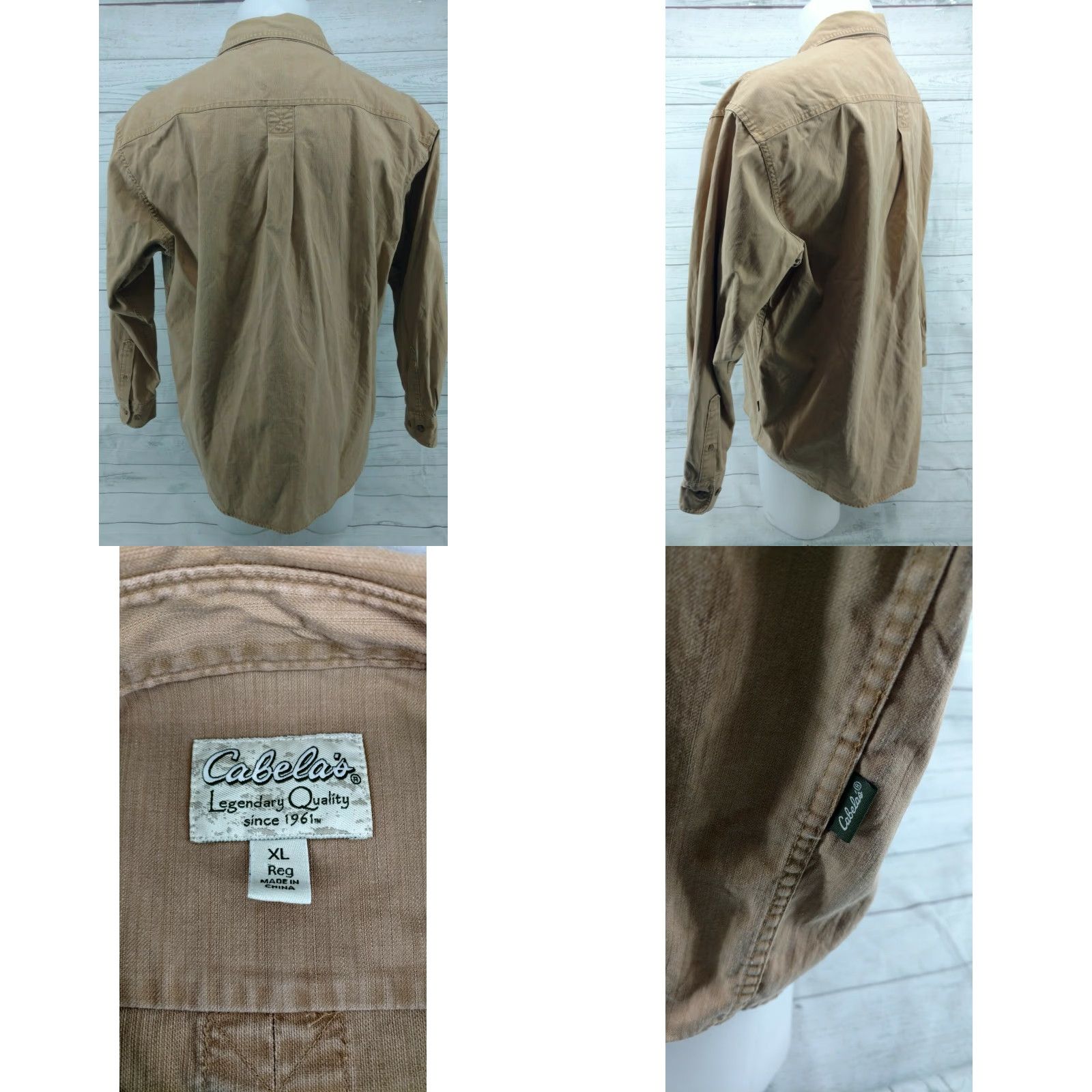 Vintage Mens Cabela's Khaki Tan Long Sleeve Button Up Down Shirt XL Size US XL / EU 56 / 4 - 8 Thumbnail