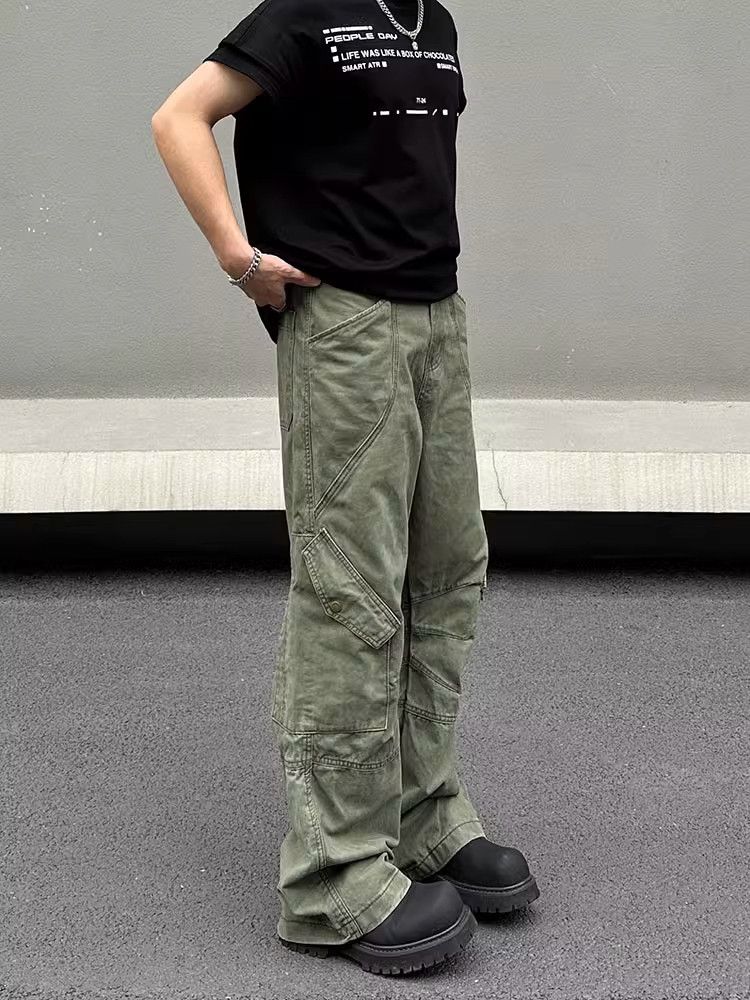 Jean Multi Pocket Army Green Baggy Jeans Cargo Size US 34 / EU 50 - 4 Thumbnail
