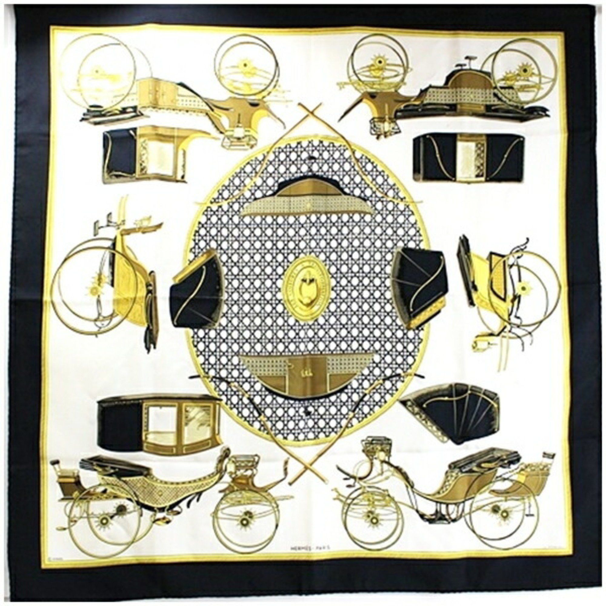 Hermes Hermes scarf muffler Carre 90 LES VOITURES A TRANSFORMATION folding covered carriage HERMES women's Size ONE SIZE - 1 Thumbnail