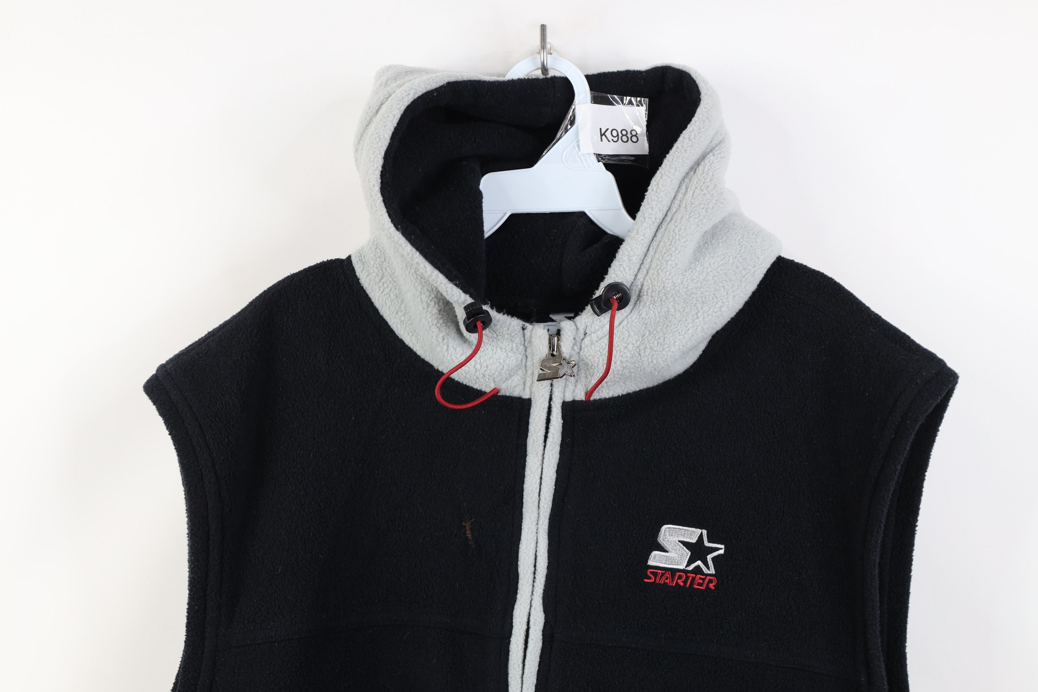Starter Vintage 90s Starter Sleeveless Fleece Full Zip Hoodie Black Size US L / EU 52-54 / 3 - 2 Thumbnail