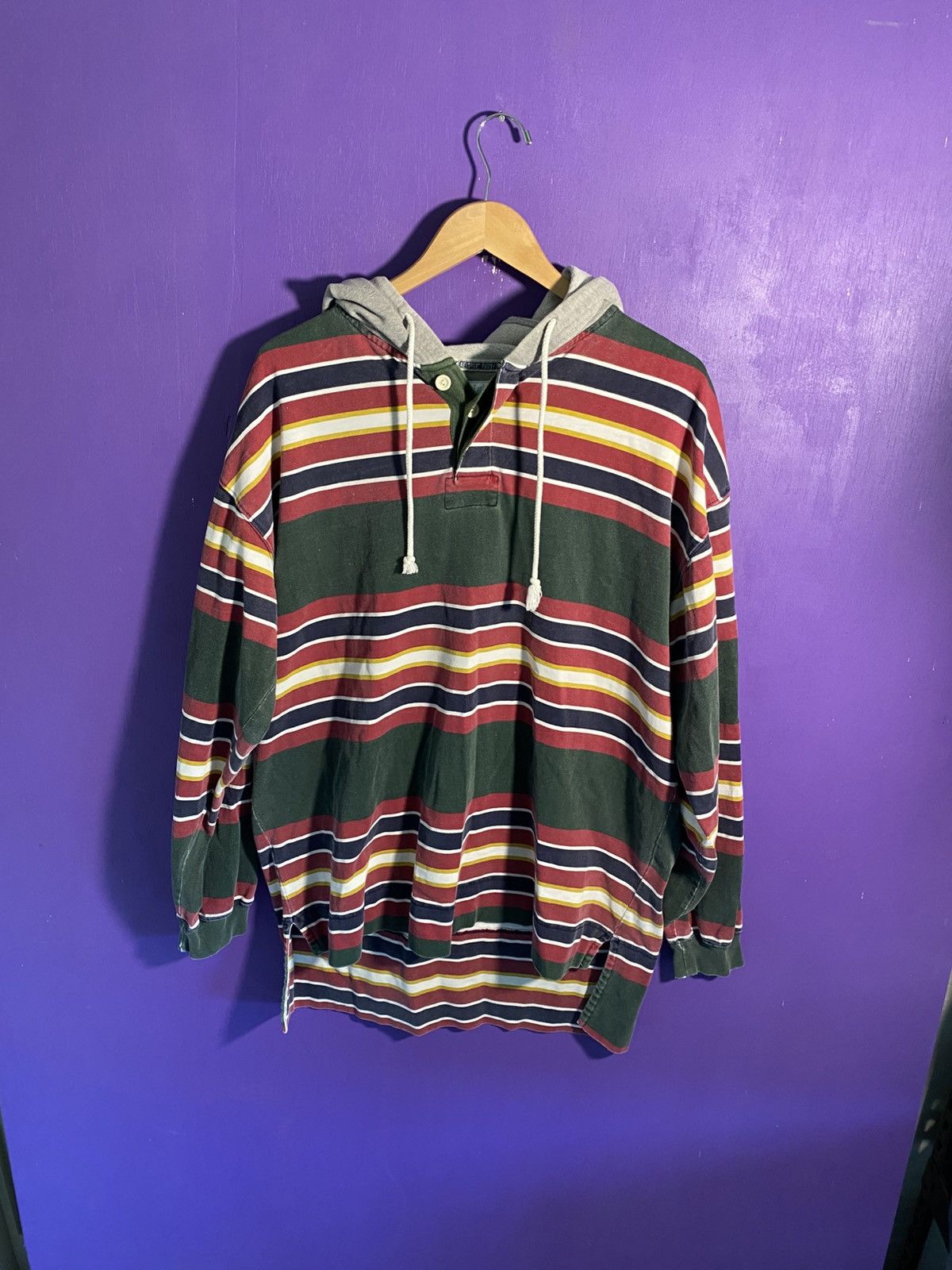 Vintage 00s American eagle striped hooded shirt
