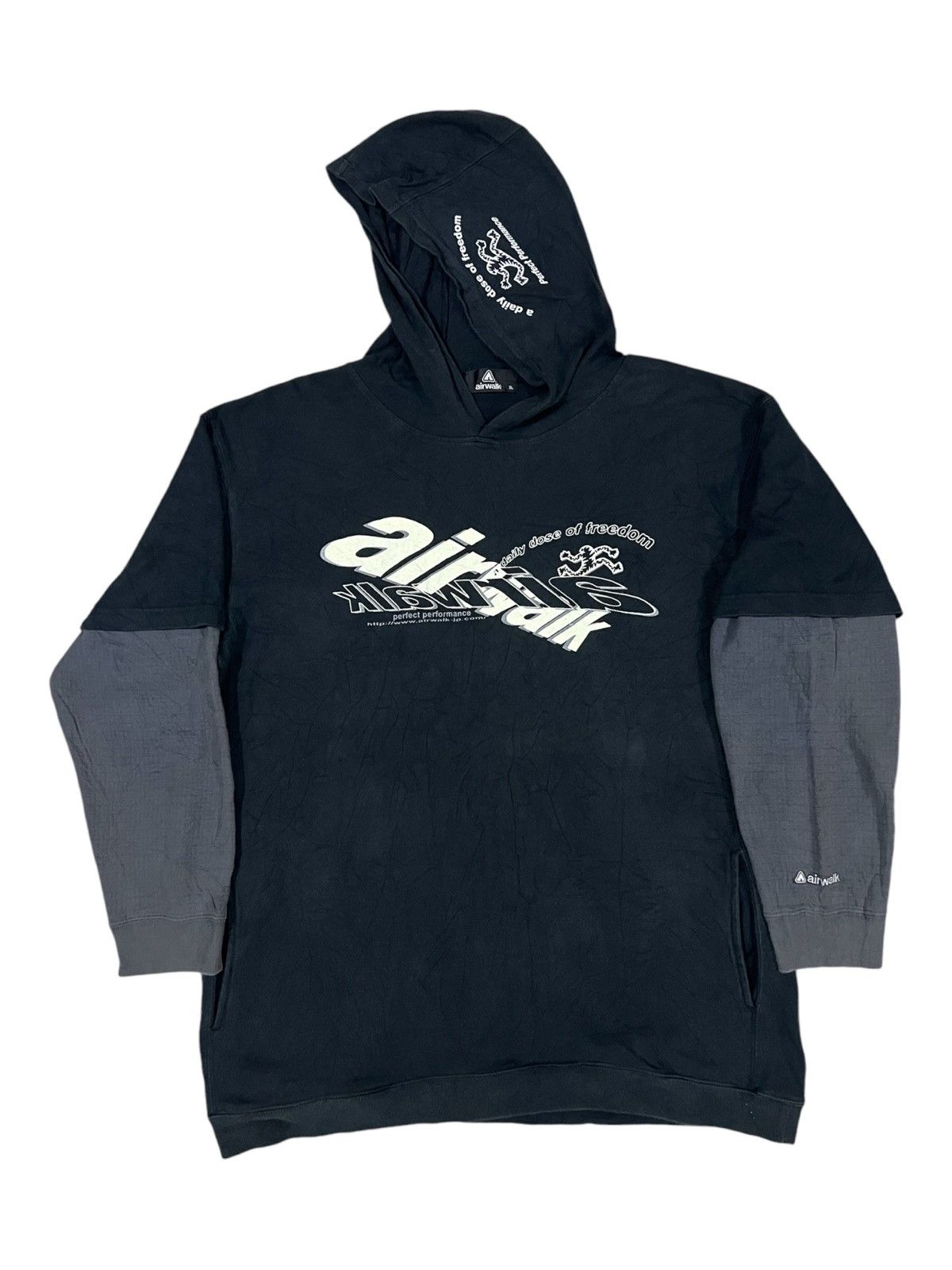 Airwalk × Tribal Streetwear × Vintage Y2K Airwalk Running Man Logo Skater Double Sleeve Hoodie Size US L / EU 52-54 / 3 - 1 Thumbnail
