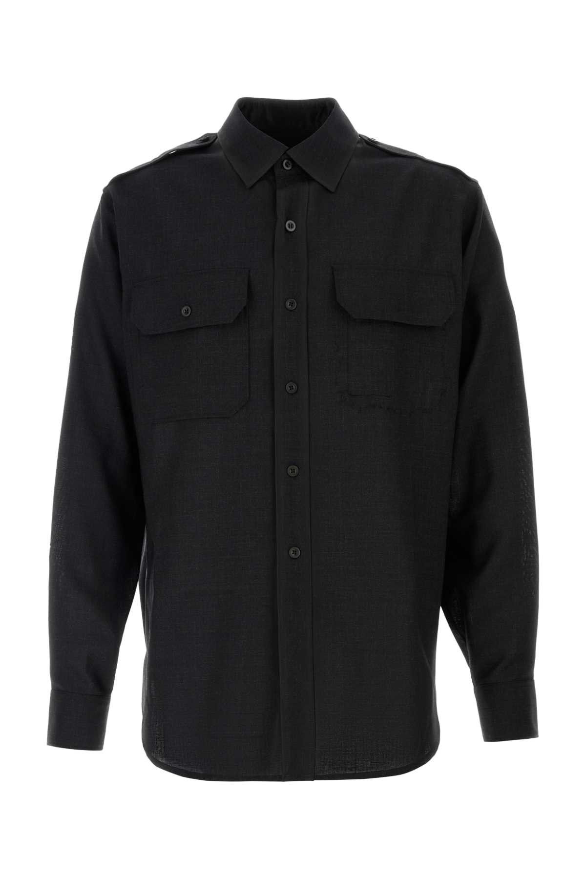 Maison Margiela Slate Wool Shirt Size US L / EU 52-54 / 3 - 1 Thumbnail