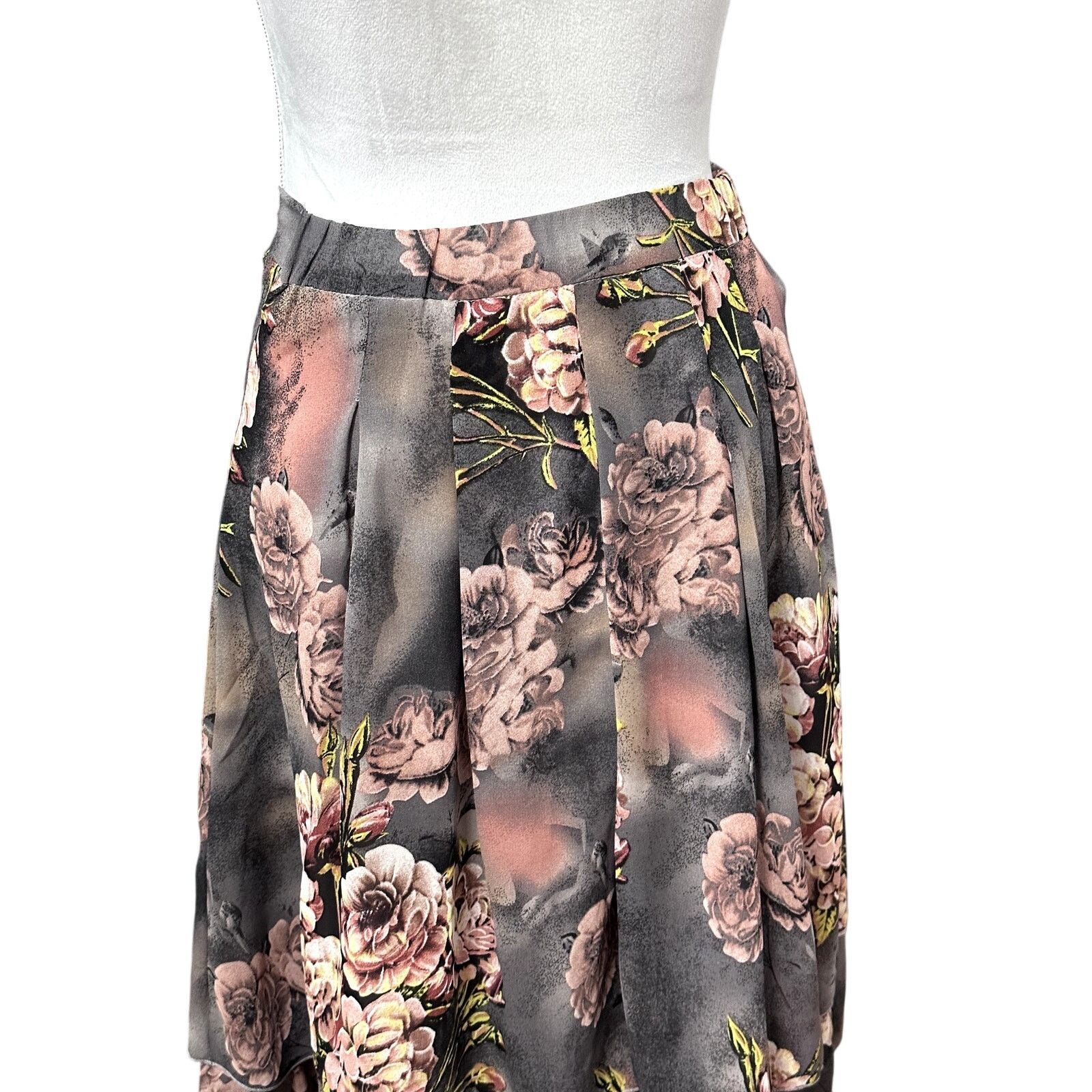 Other Classic Fashion A-Line Skirt Floral Layered Hem Pink/Gray L Size 27" / US 4 / IT 40 - 5 Thumbnail