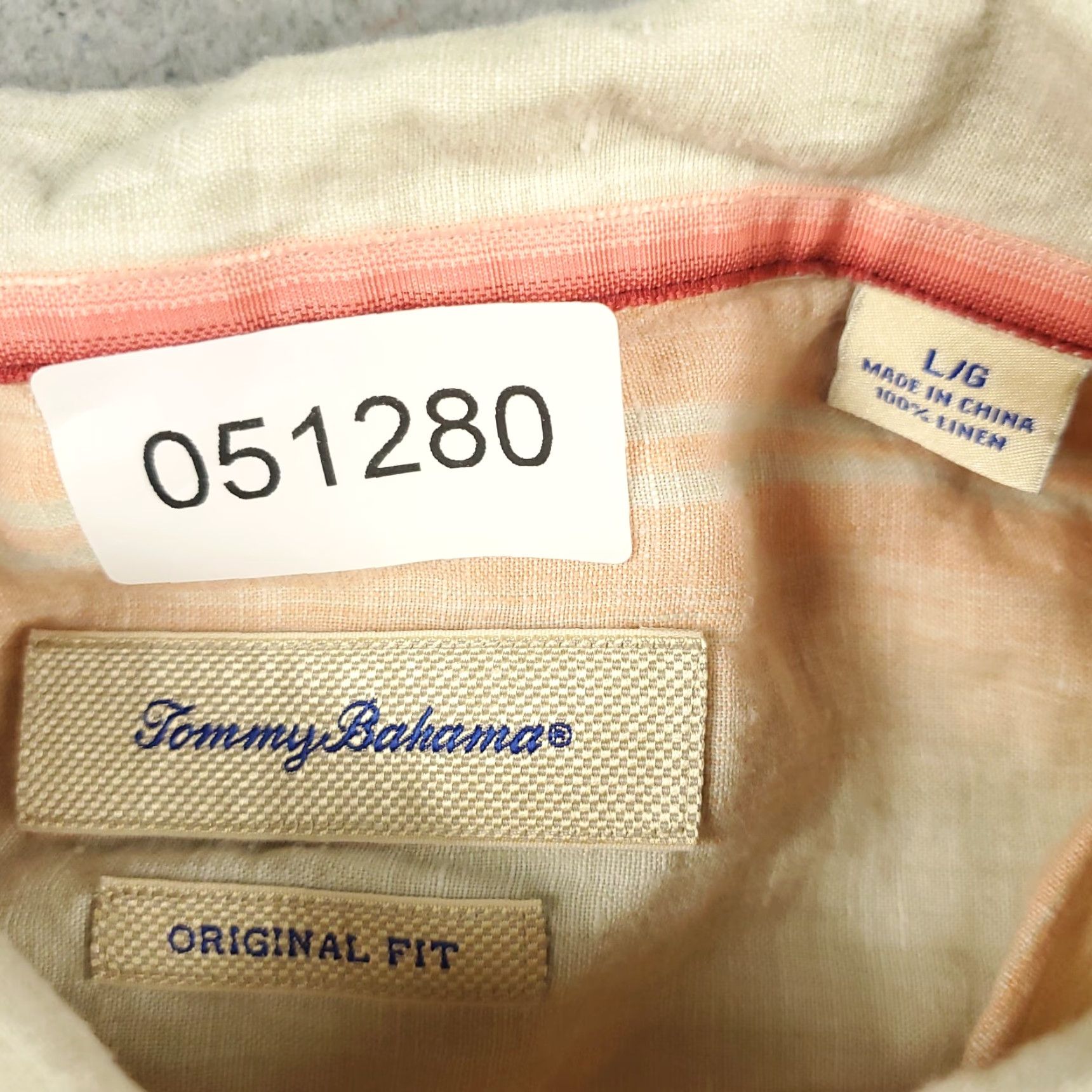 Tommy Bahama Tommy Bahama Shirt Men Large Beige Linen Hawaiian Button-Up Short Sleeve Shirt - Aloha Beach Island Style, 100% Linen, Casual Shirt, Regular Fit Size US L / EU 52-54 / 3 - 6 Thumbnail